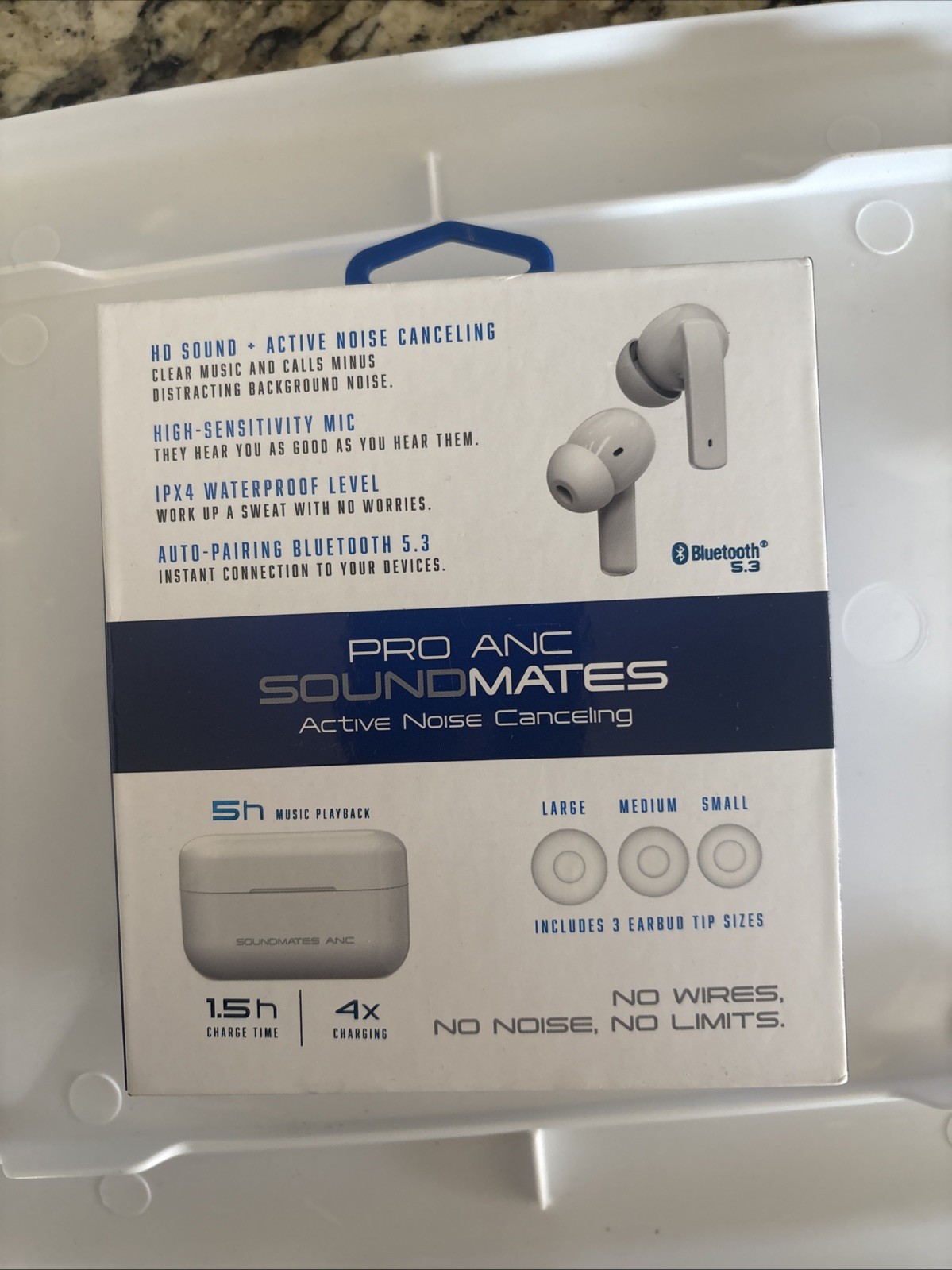 Pro Anc SoundMates Earbuds~Active Noise Cancelation~BT 5.3~White~Brand New