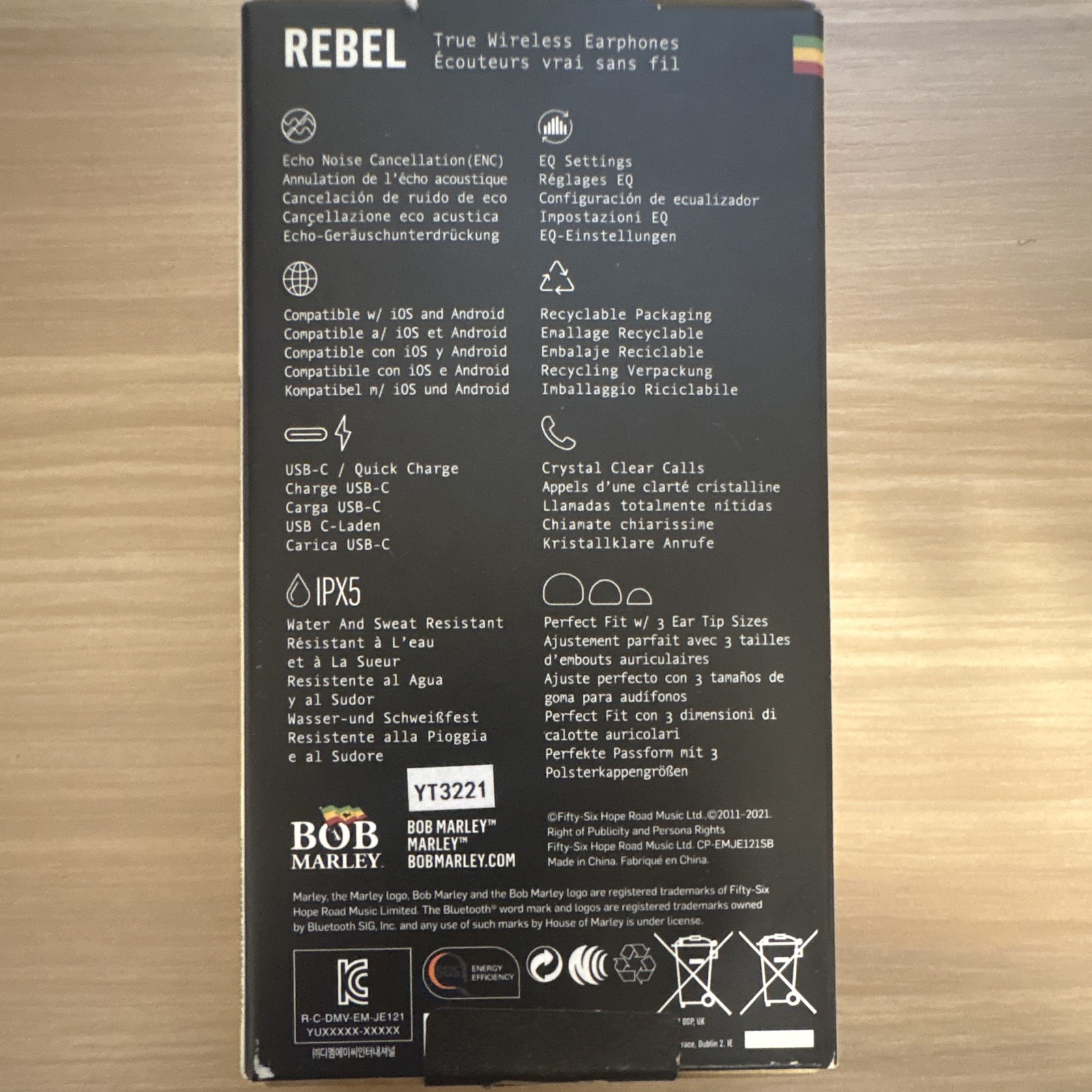 House of Marley Rebel True Wireless Bluetooth Earbuds NC Mic Black/Brown