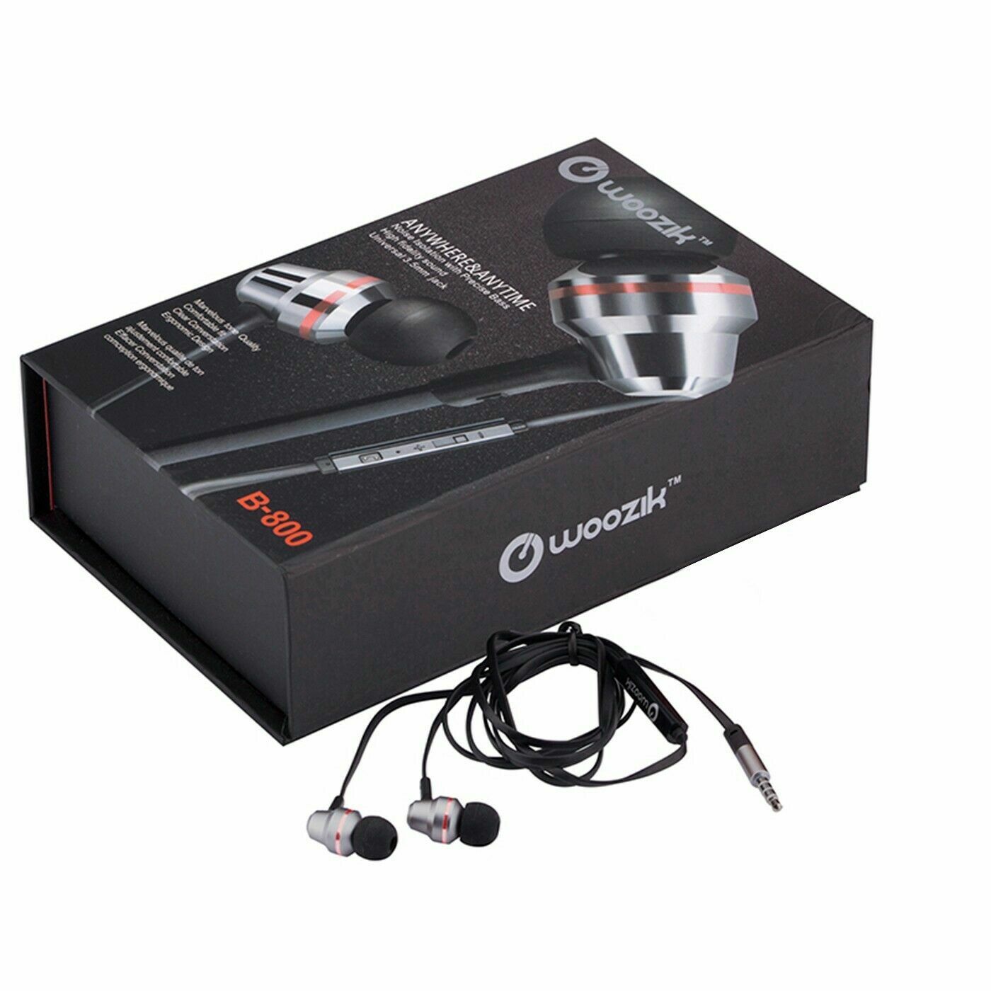Woozik B800 In-Ear Noise Isolating Heavy Bass Headphones with Mic