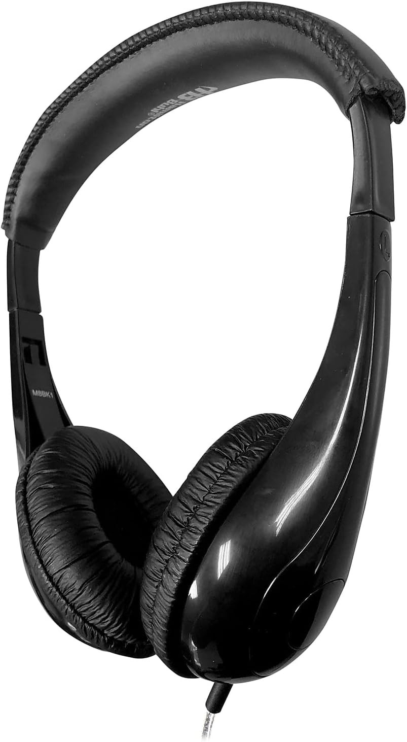 Motive8 Mid-Sized Multimedia Headphone with In-Line Volume Control , Black