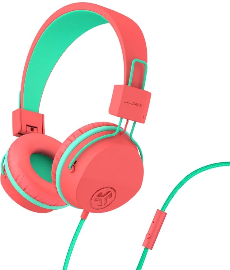 JLab JBuddies Studio Wired Headphones – Orange/ Green