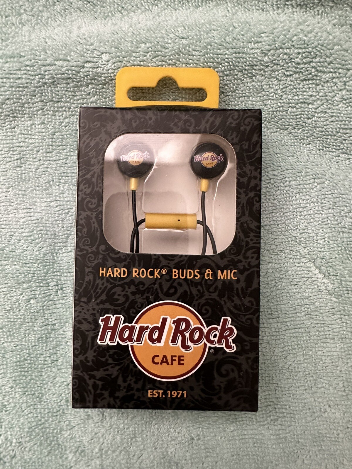 Hard Rock Cafe Headphones/Earbuds Black & Yellow In-Ear 3.5 mm Plug SEALED NEW!
