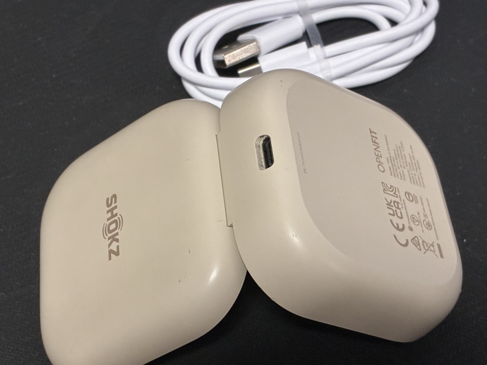 Shokz OpenFit Open-Ear Charing case Beige (T910) with cable only , no earbuds