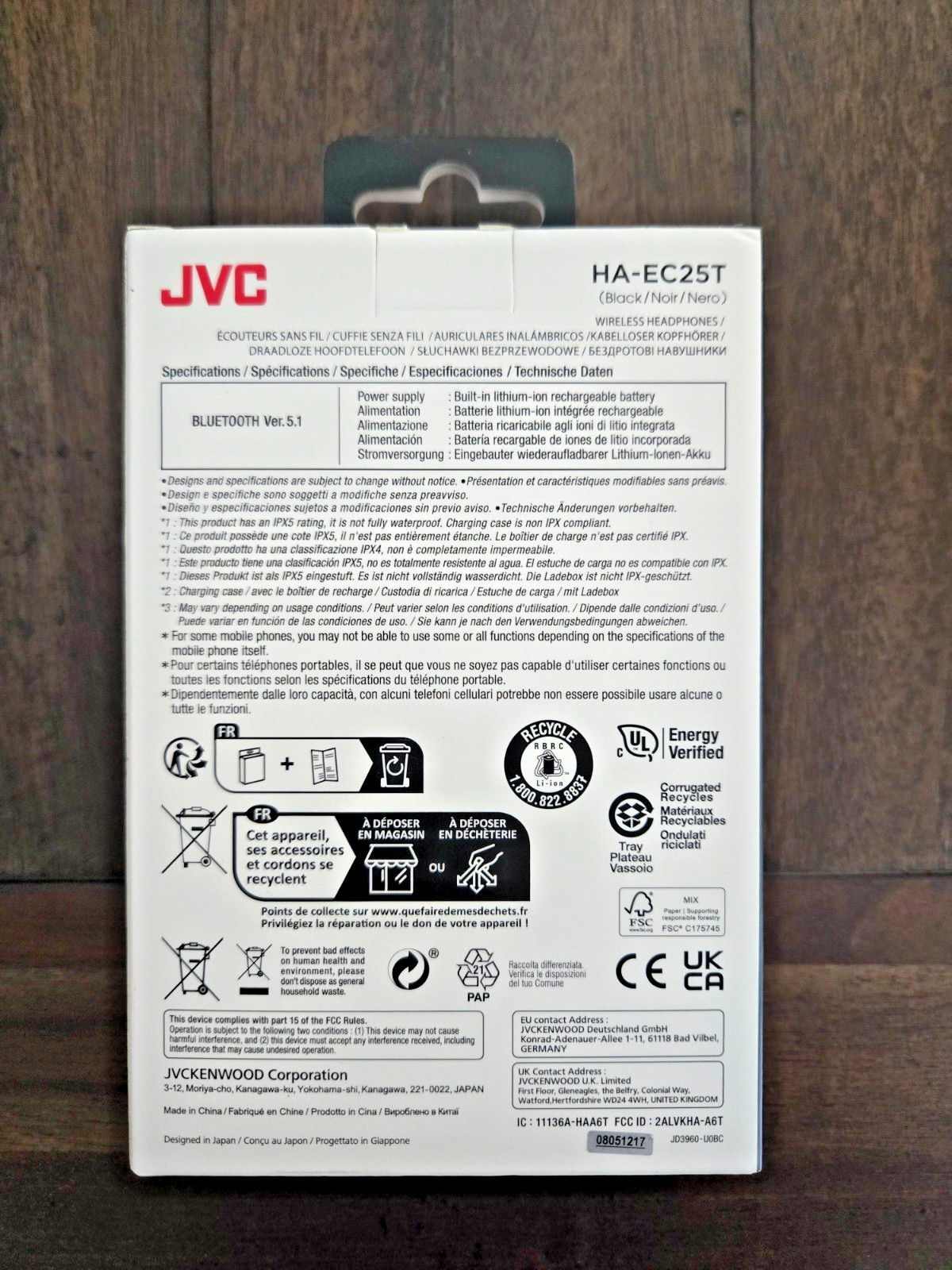 JVC True Wireless Fitness Series HA-EC25T Bluetooth Earbuds w/Earhook NEW SEALED