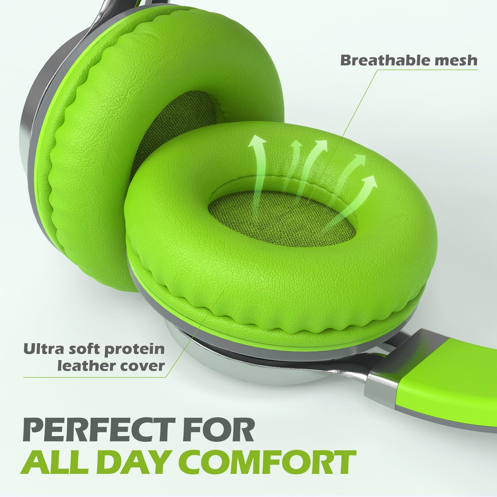C8 Headphones Wired Grey/Green On-Ear Microphone Volume Control 3.5mm
