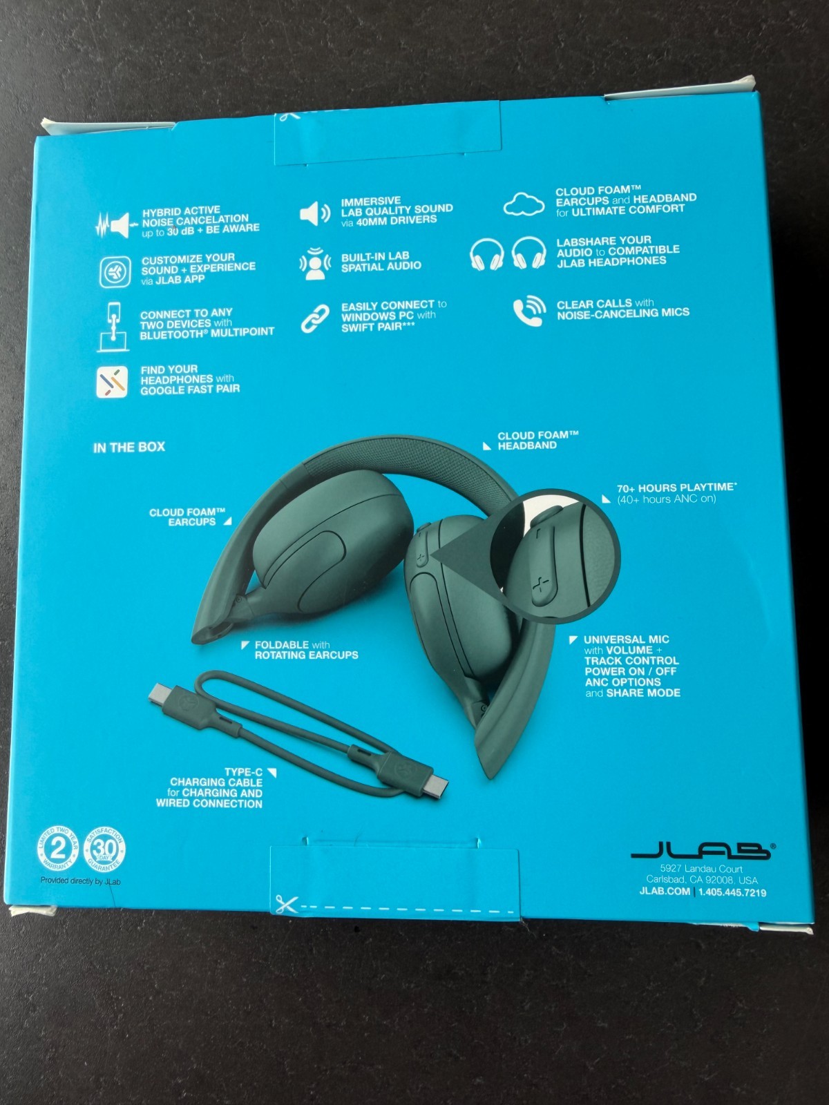 JLab – GO LUX ANC Wireless On-Ear Headphones – Graphite – NIB