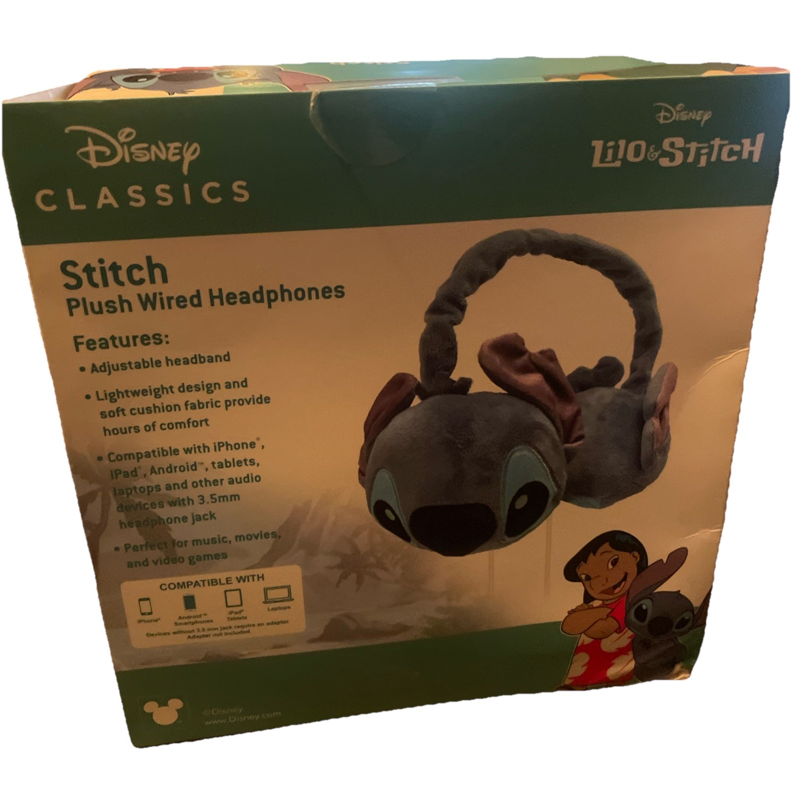 Stitch Plush Headphones 6+ Disney 3.5mm headphone jack New 2024