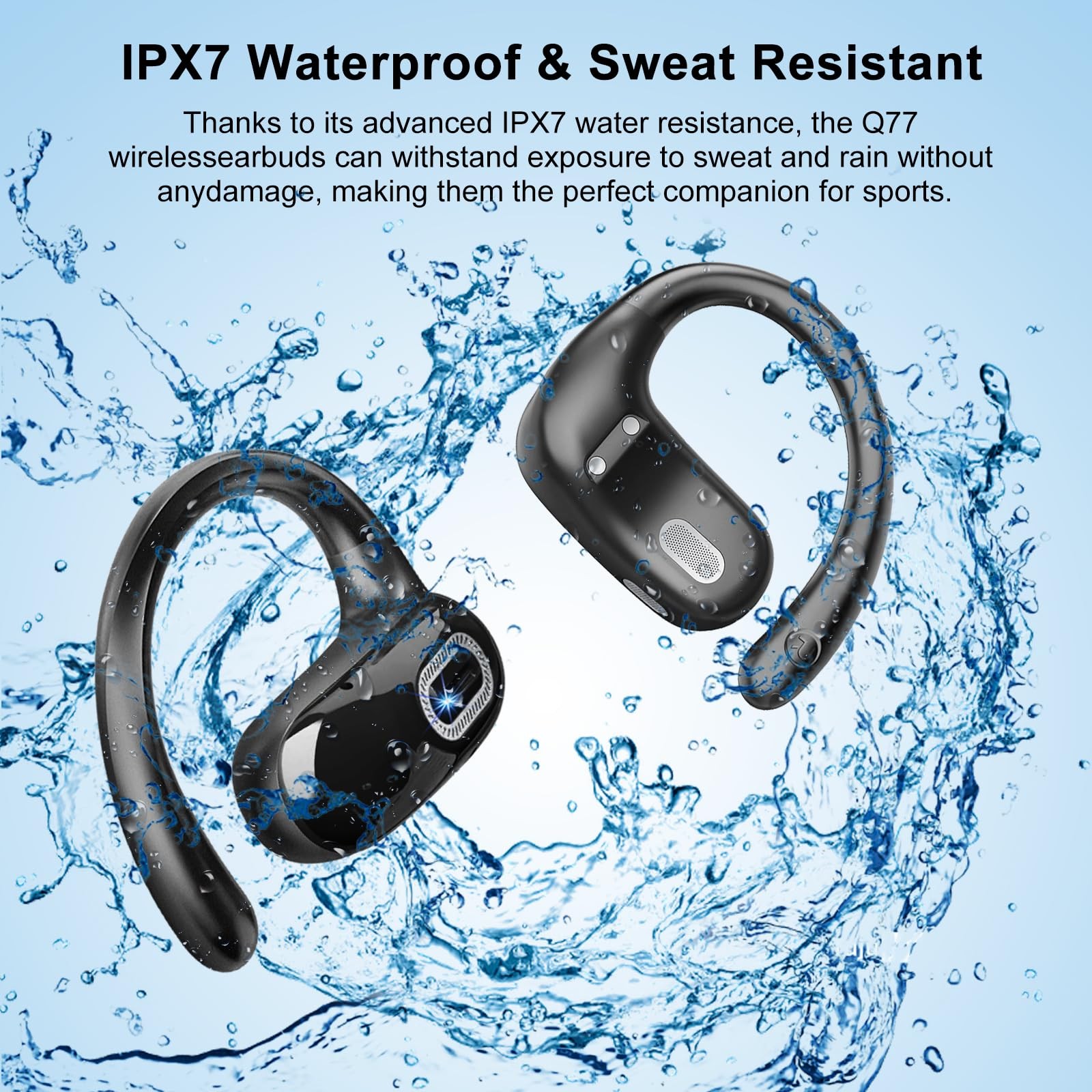 Open Ear Headphones, Bluetooth 5.4 Earbuds, 50H, Air Conduction Ear Buds, HD …