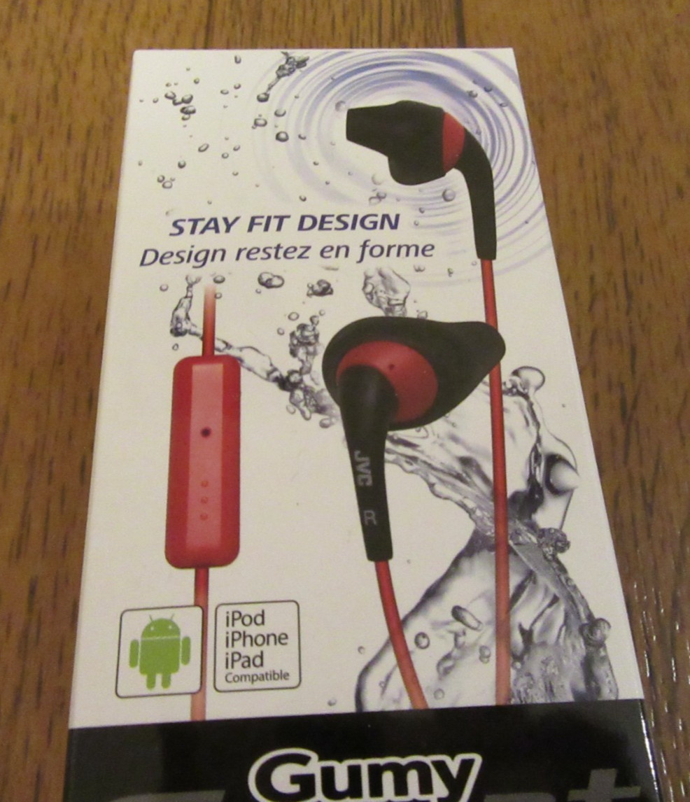 JVC HA-ENR15-BB Gumy Sport Stereo Headphones Black Red Sweat-Proof Mic/Remote
