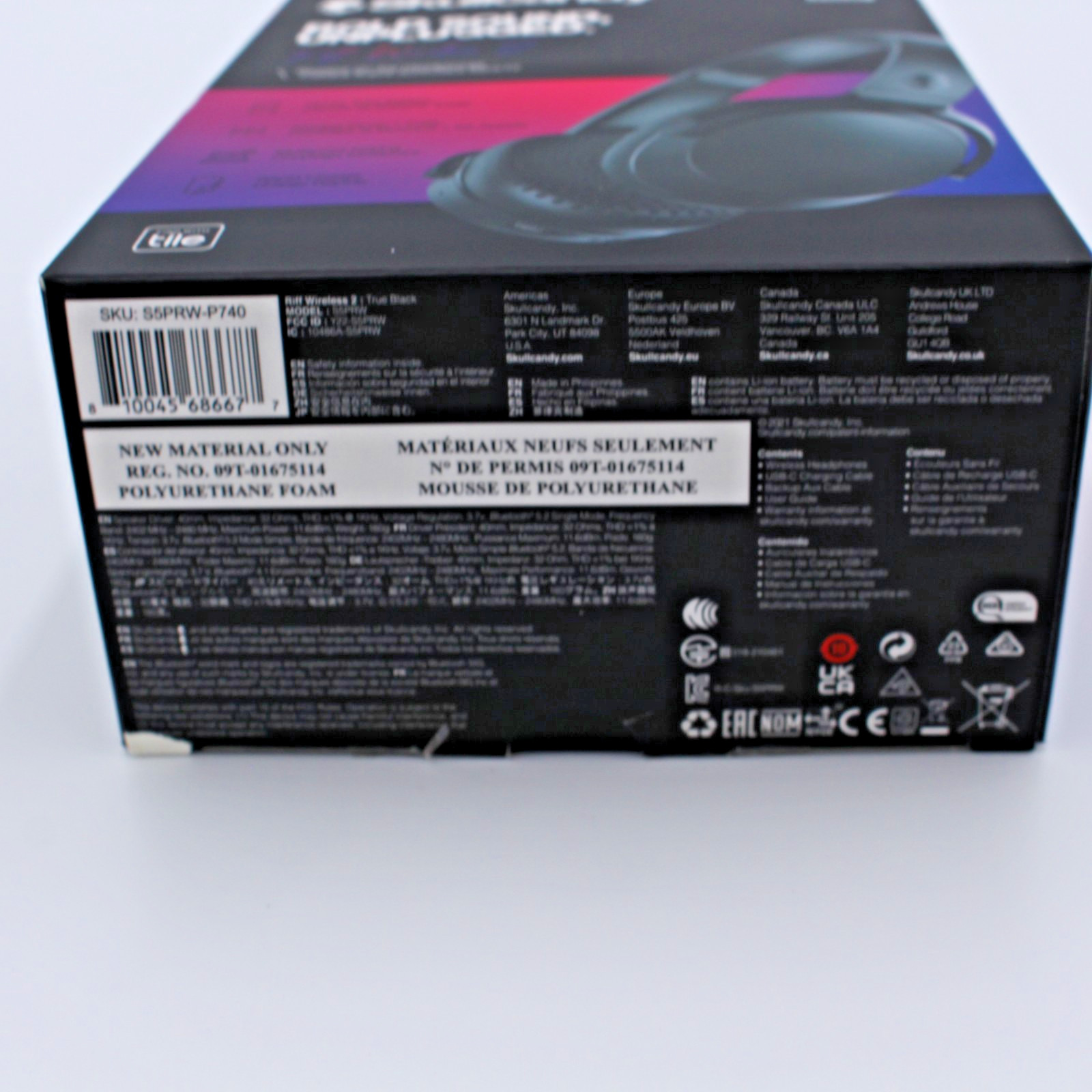Skullcandy Riff Wireless 2 Bluetooth On-Ear Headphones tc Logo Open Box