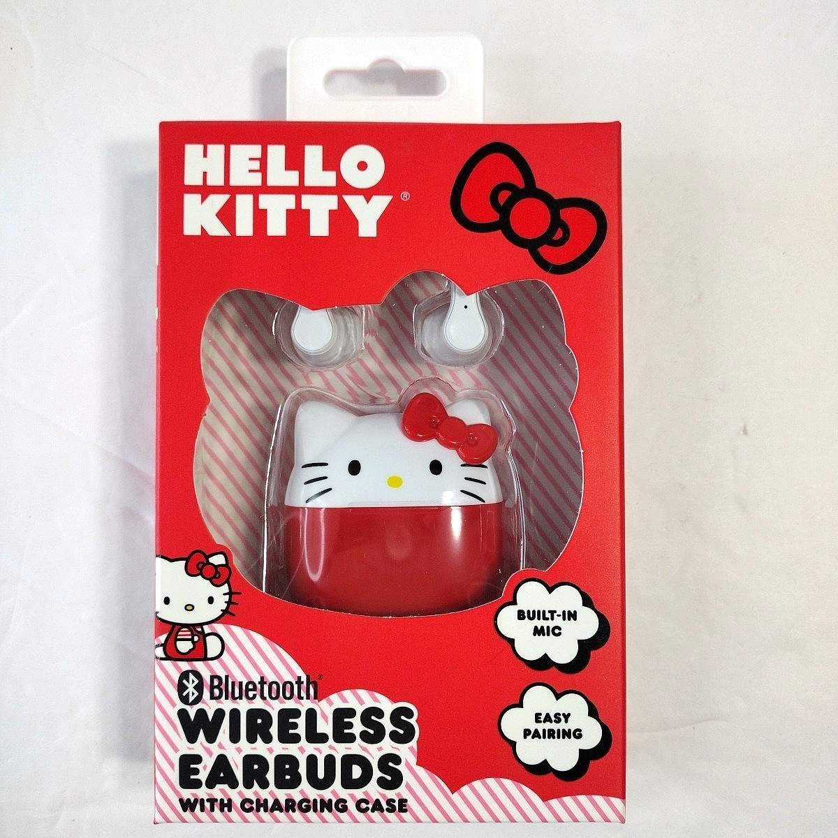 Hello Kitty Bluetooth Wireless Earbuds With Charging Case Built-In Mic Red B