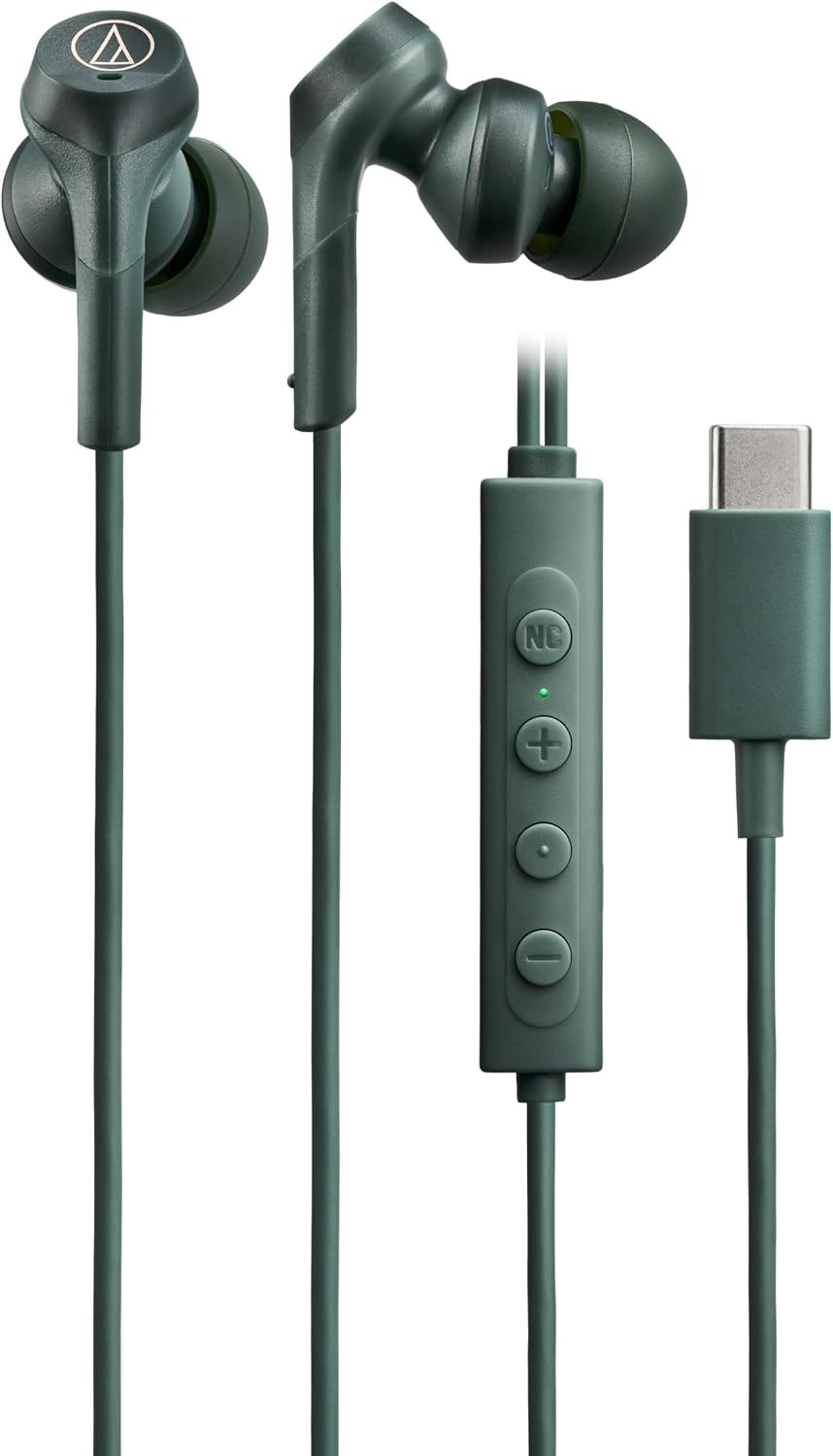 Audio-Technica ATH-CKS330NC Wired Earphones Noise-Cancel 1.2m U-Shape Green JPN
