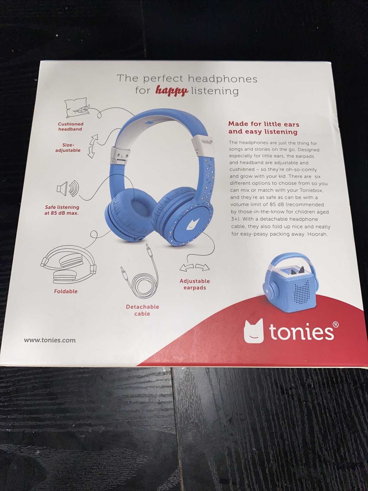 Tonies Headphones Foldable on-Ear Headphones for Toniebox Blue