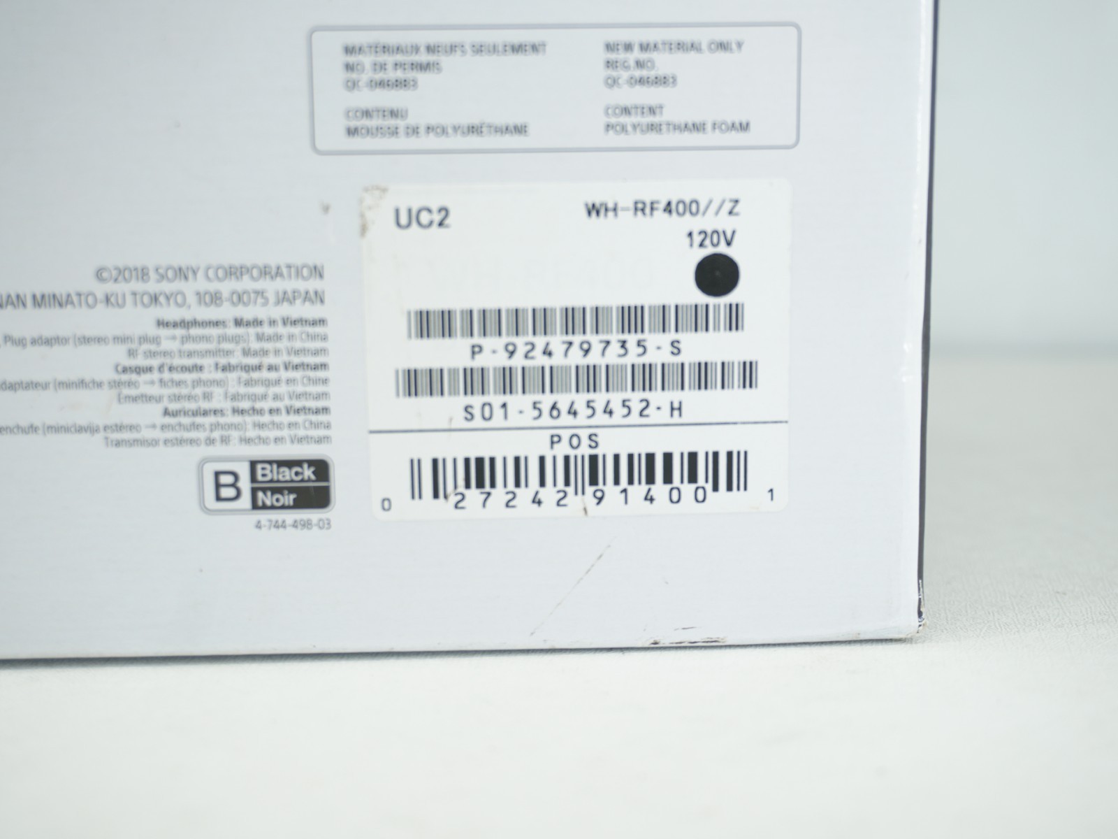 **SONY WH-RF400 WIRELESS HOME THEATER HEADPHONES – BLACK – NEW