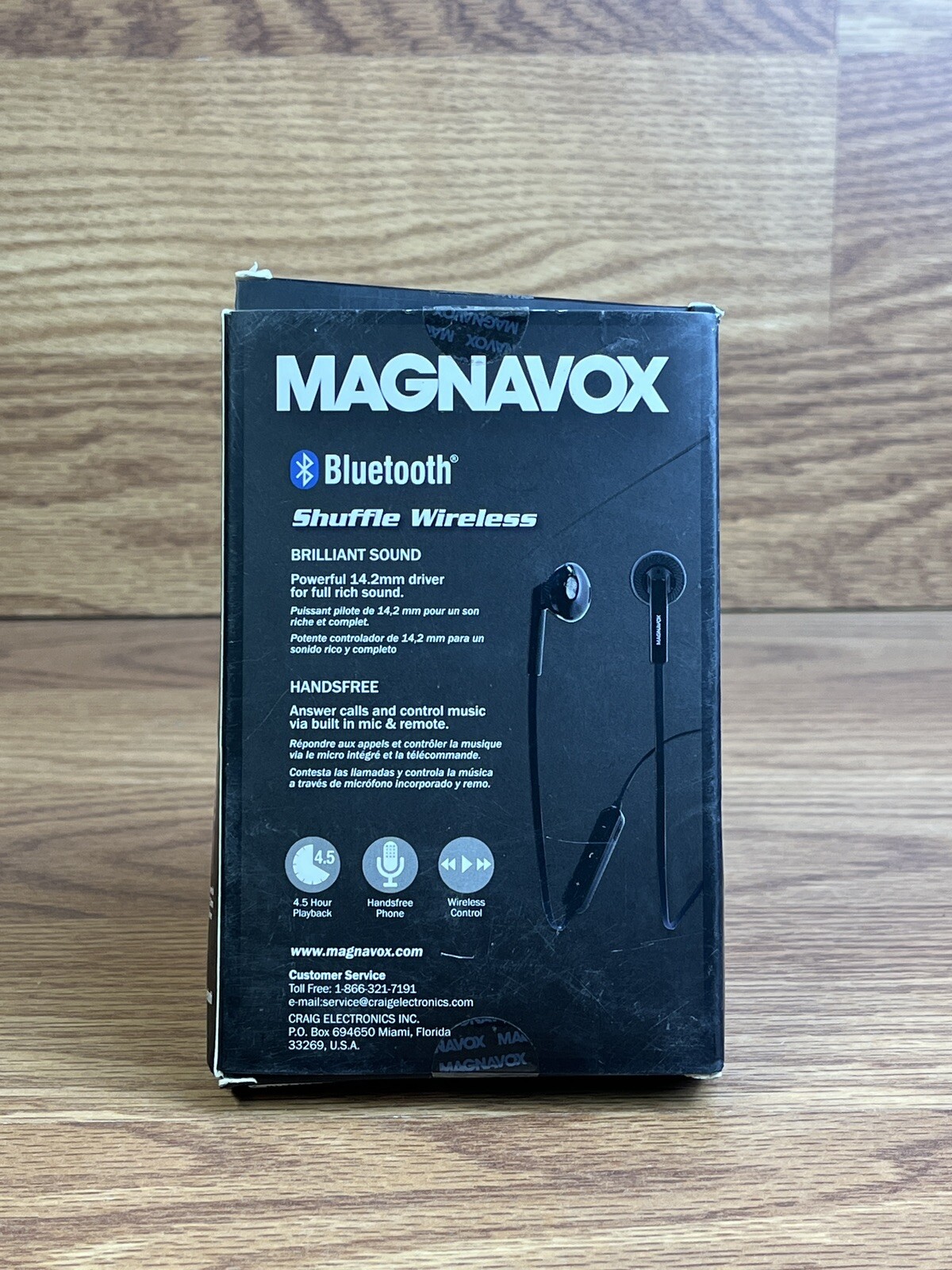 Magnavox Bluetooth Earbuds Shuffle Wireless Headphones Hands Free Total Control