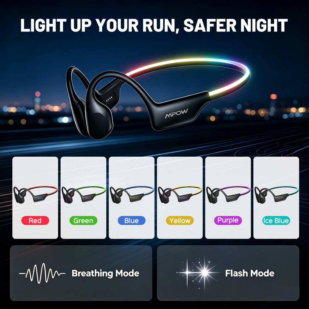 Mpow Bone Conduction Headphones,Open Ear Sports Headphones with Mic for Workouts