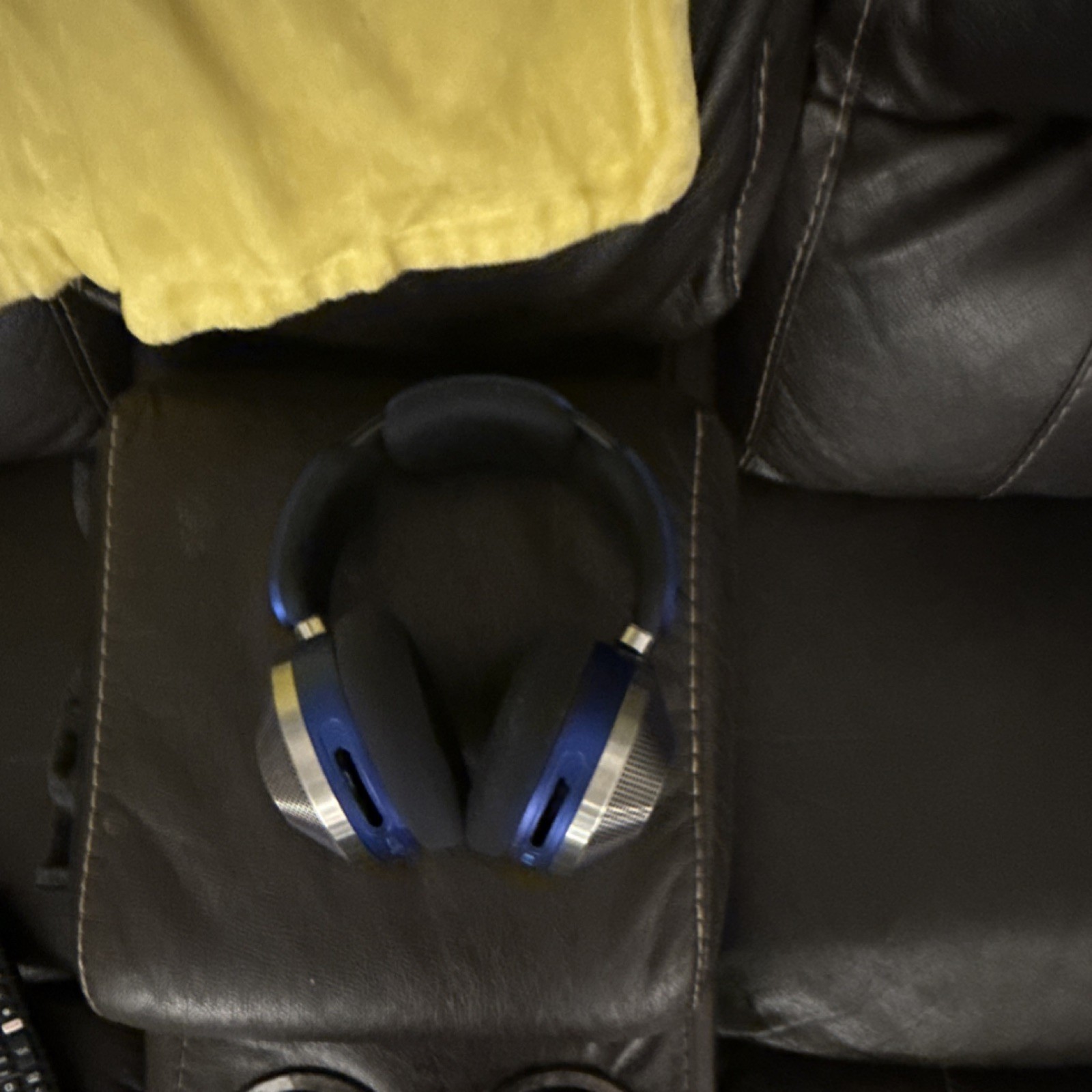 Dyson Blue Silver Black Headband Over-Ear Headphones Double Ear-Cup