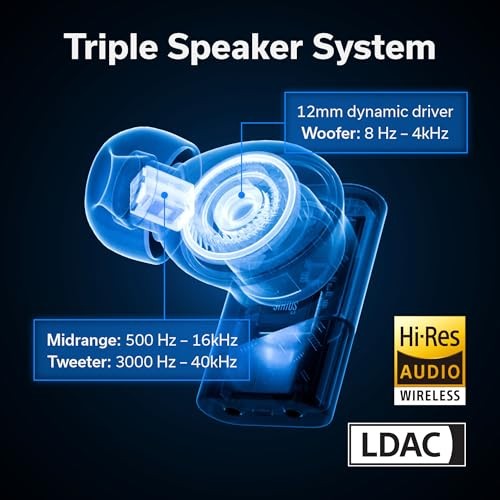 Pro X Wireless Earbuds, Triple Speaker Driver, Hi-Res Audio with LDAC, Onyx