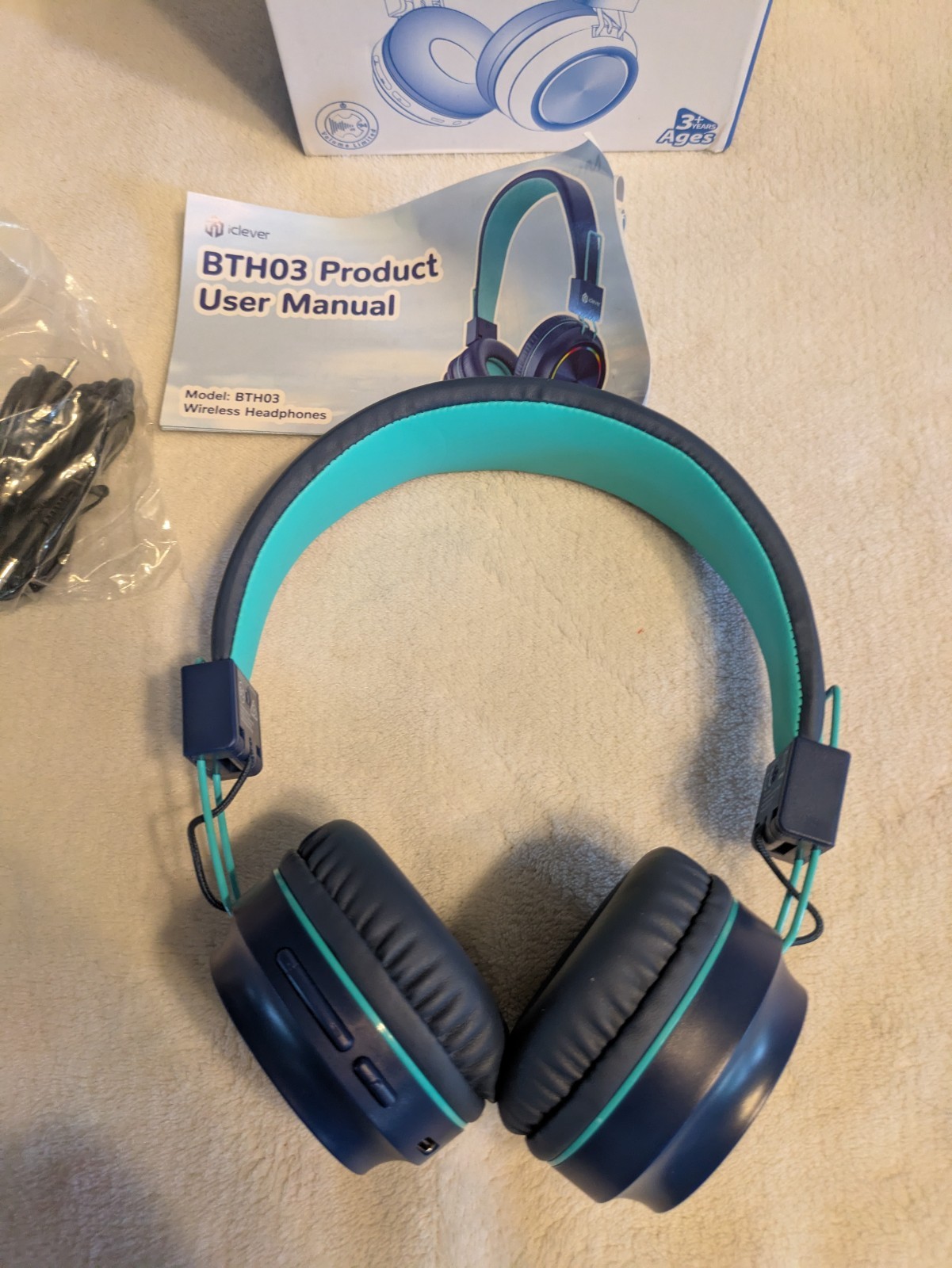 iClever BTH03 Kids Headphones Bluetooth 5.0, Foldable,Colorful LED Lights Stereo