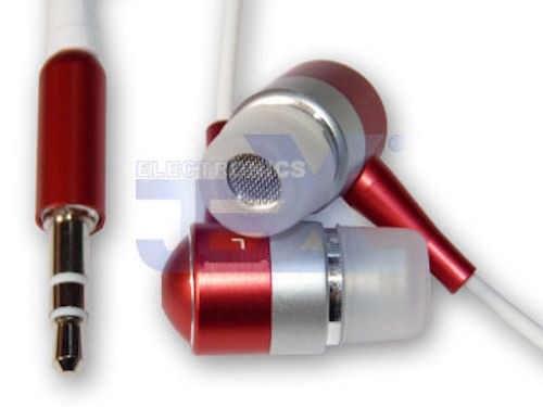 Red & Silver Aluminum Earbuds Earphones Headphones 3.5mm Audio Jack High Quality