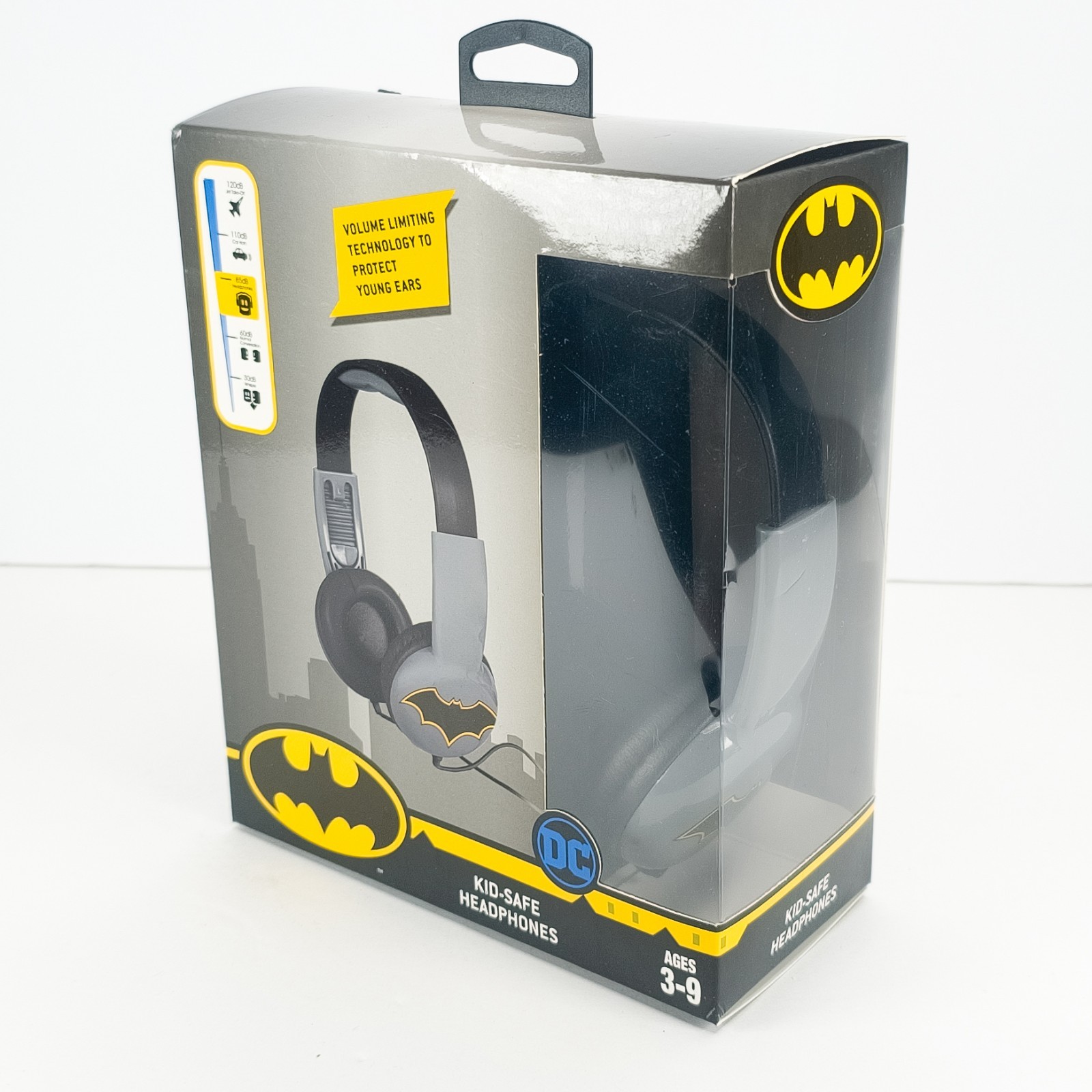 DC Batman Kid Safe Headphones Volume Limiting Wired 3.5mm Ages 3-9 School New