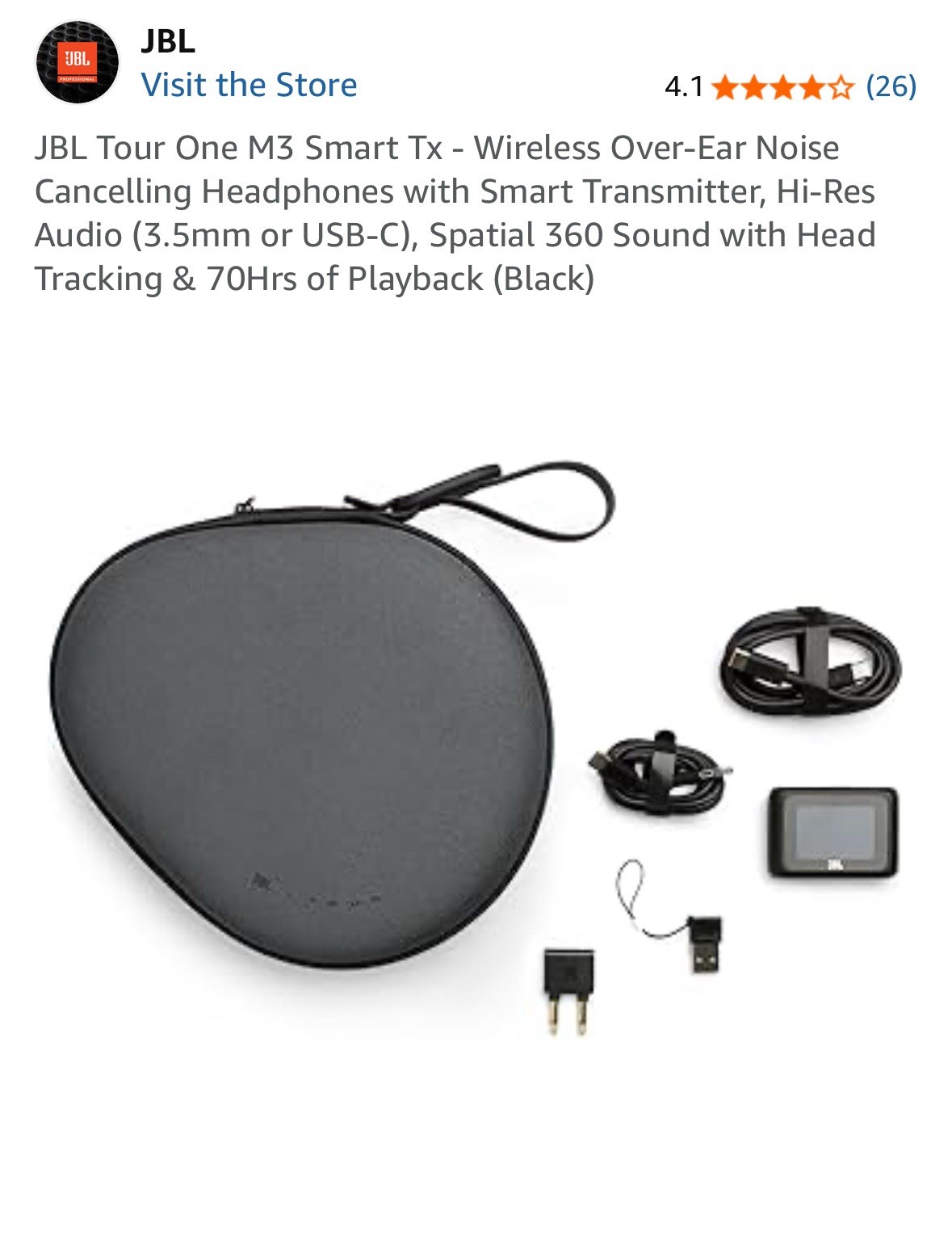 JBL Tour One M2 Wireless Over-Ear Noise-Canceling Headphones Black