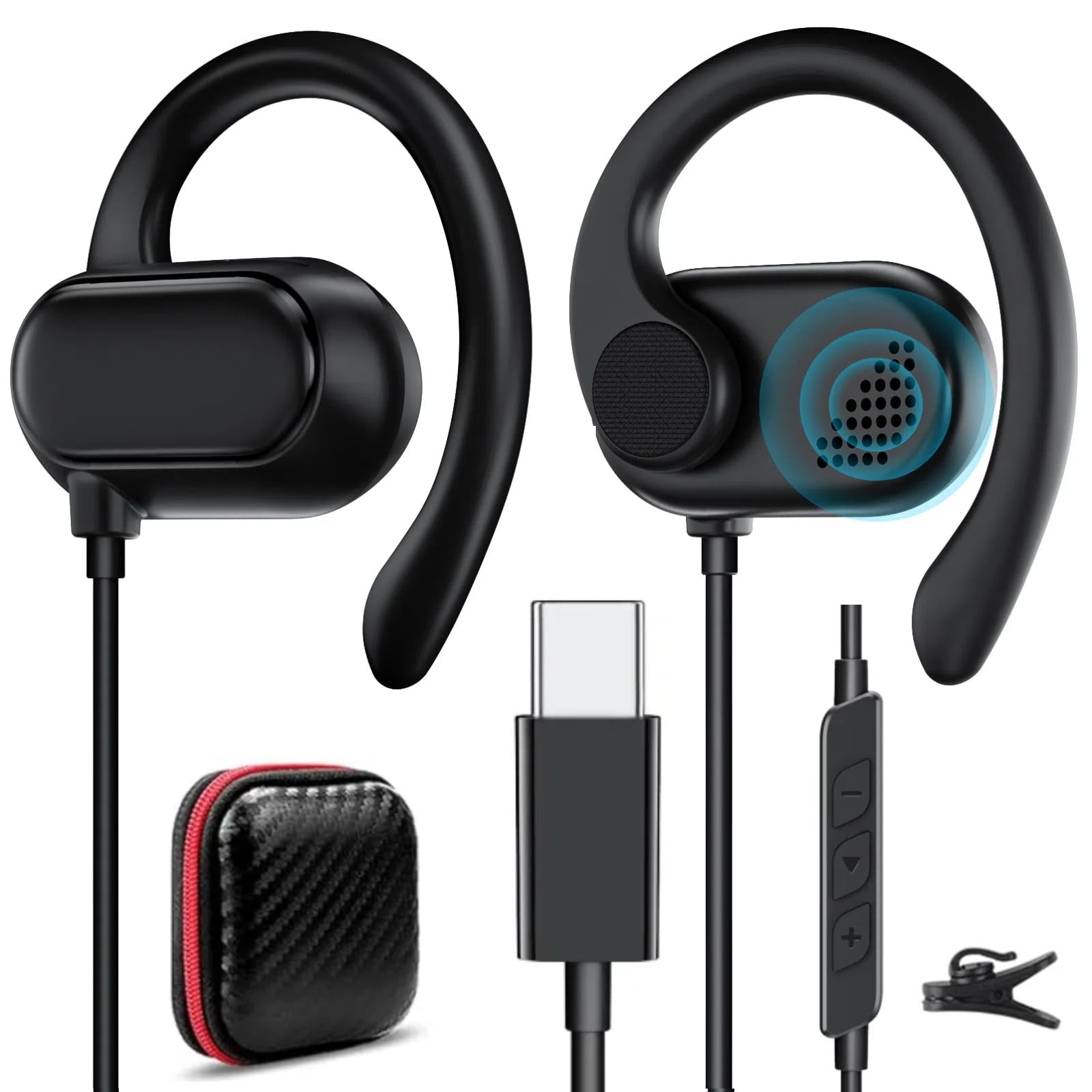 Topaux Usb Type C Headphone Open Ear Adjustable Over Ear Hook Headset School