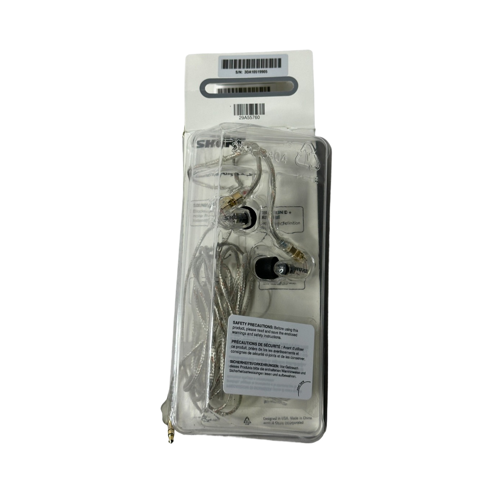 SHURE SE215-CL Sound Isolating In-Ear Headphones Earphones IEM Earbuds CLEAR