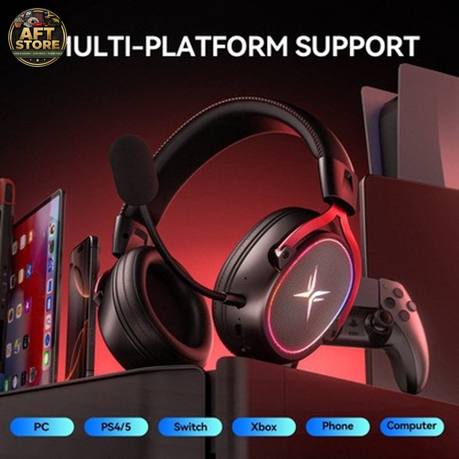 TAGRY K3 Wireless Gaming Headset – 7.1 Surround Sound, 70H Playtime