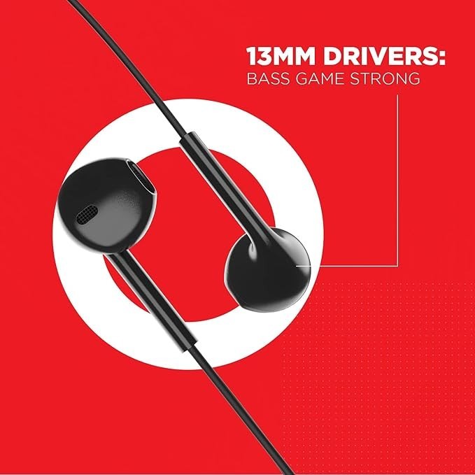Boat Bassheads 105 Wired in Ear Earphones with Mic (Black)