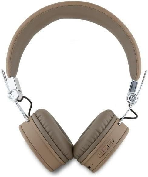 Guess Grained Classic Round Shape Bluetooth On Ear ENC Headphone Brown