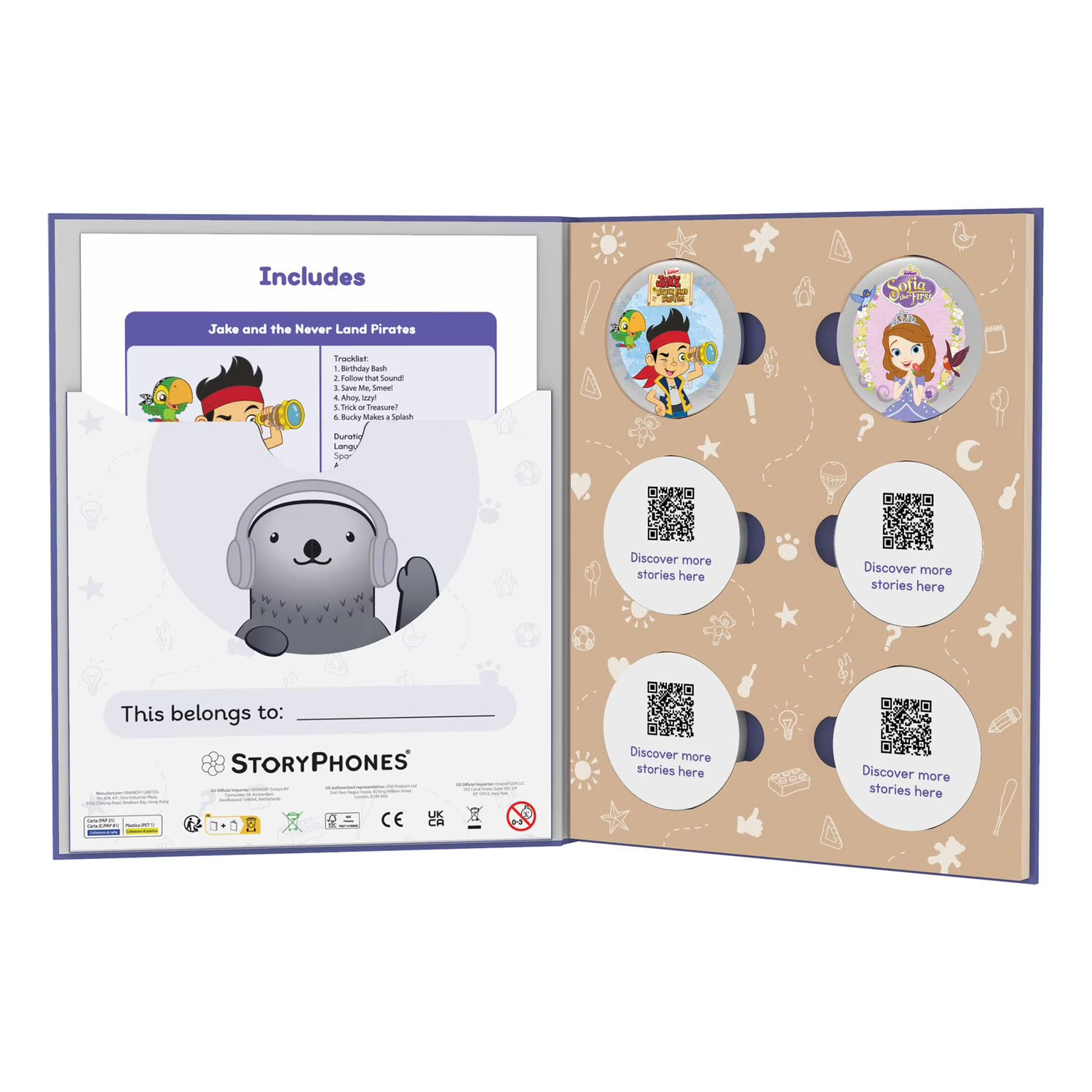 Disney StoryPhones Kids Bluetooth Headphones Bundle, Pink + StoryBook