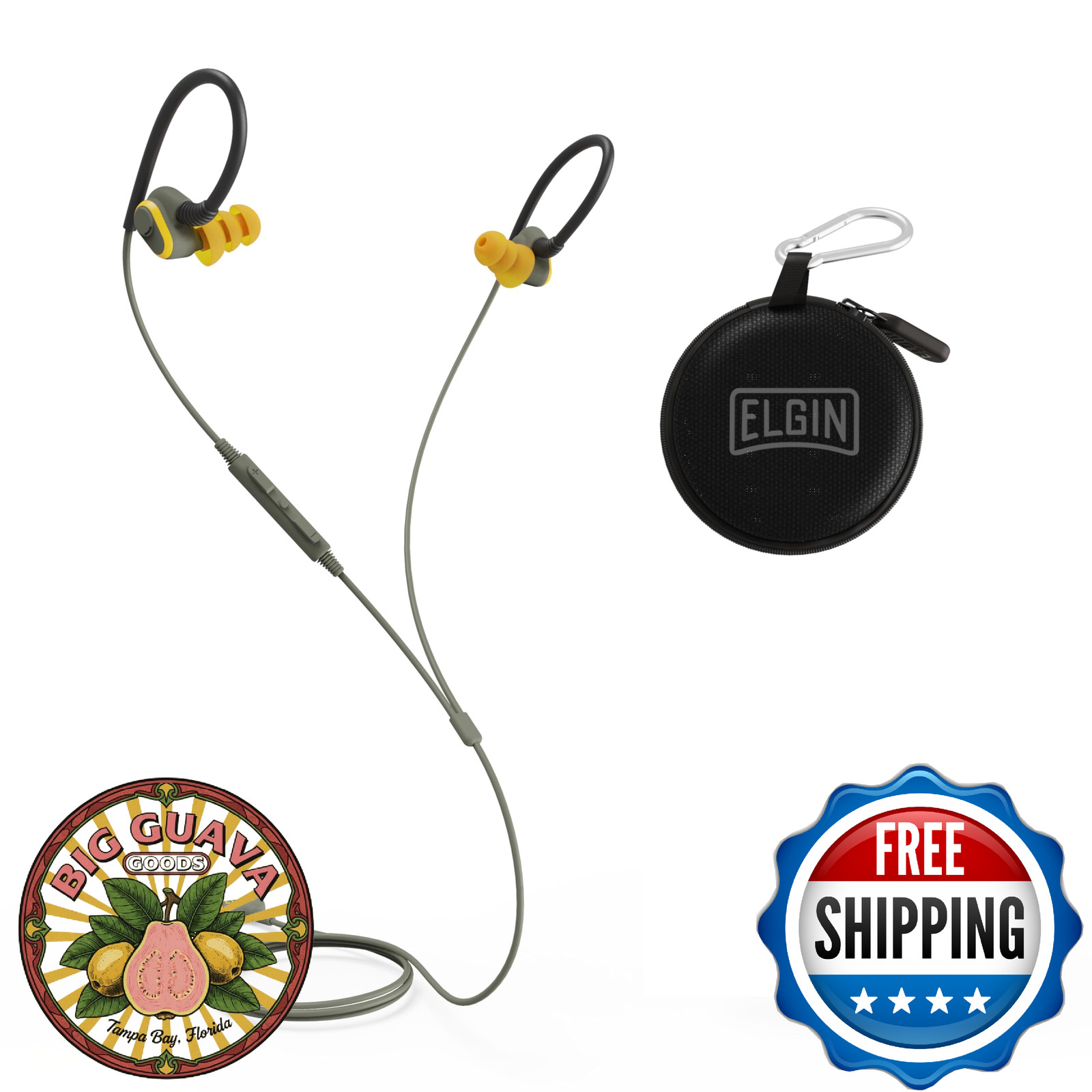 Elgin Rumble Wired Earplug Headphones with mic, in-Ear Earbuds, 3.5mm Jack, 27 d
