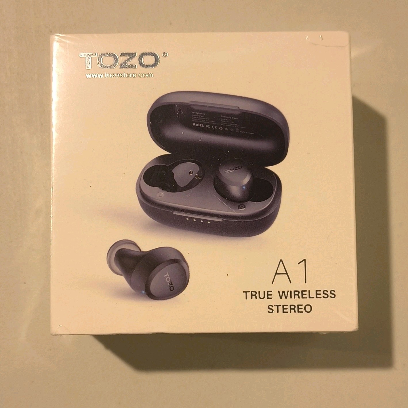 TOZO A1 Wireless Bluetooth Earbuds Black Touch Control Waterproof Charging Case