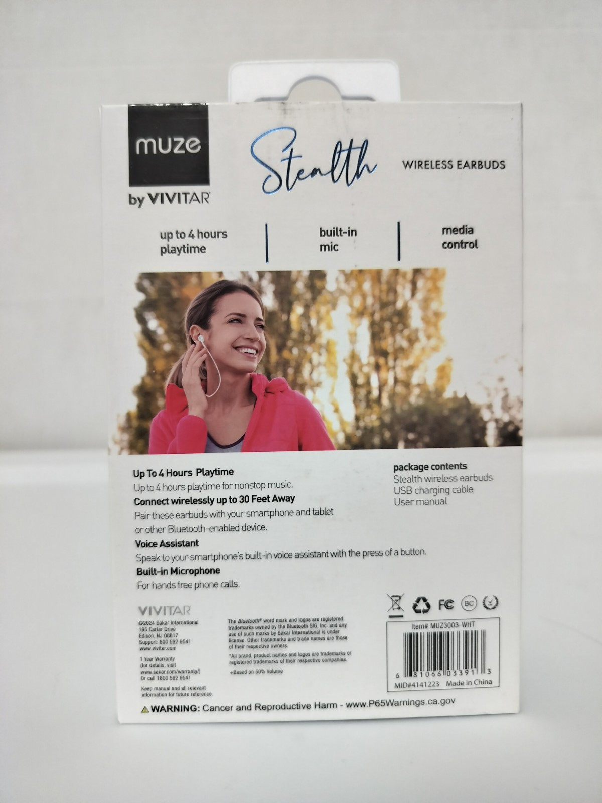 Muse by Vivitar – STEALTH Wireless Earbuds – Bluetooth – White – SEALED NIB