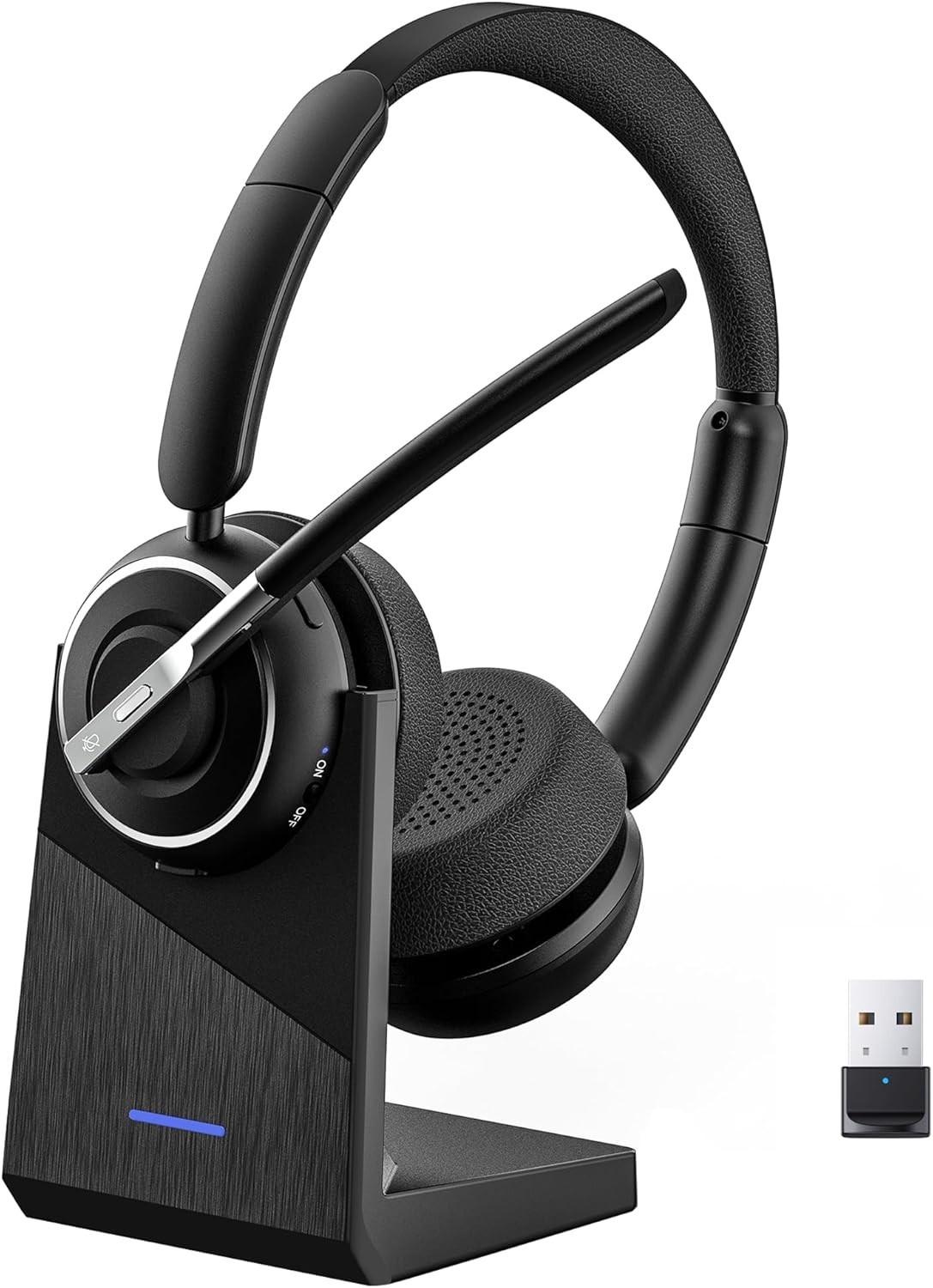 PrancyBt Wireless Over-Ear Headset with Boom Noise Cancelling Microphone Black