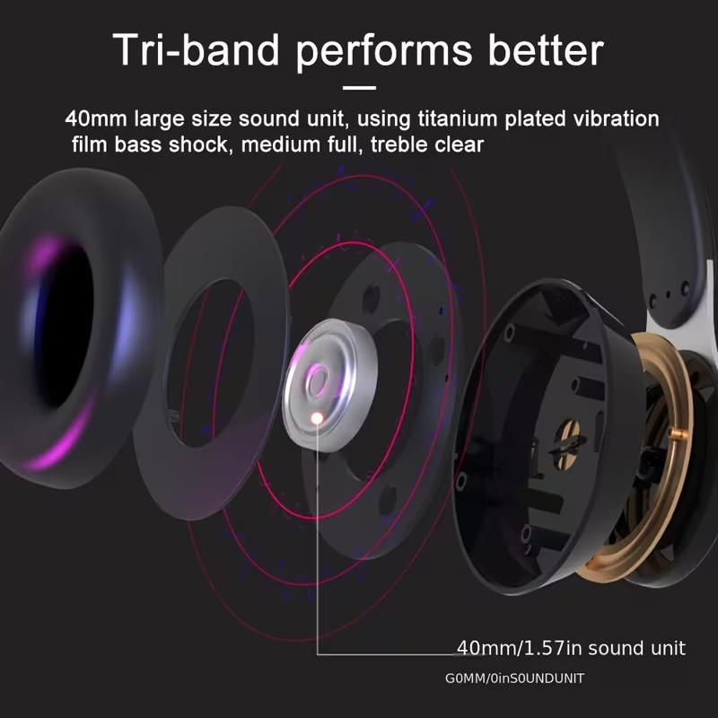 Wireless Headphone Bluetooth Over Ear Foldable Stereo Headsets XBASS