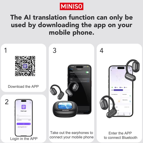 MINISO X30 AI Translation Real-Time Supports 135 Languages Wireless Earbuds