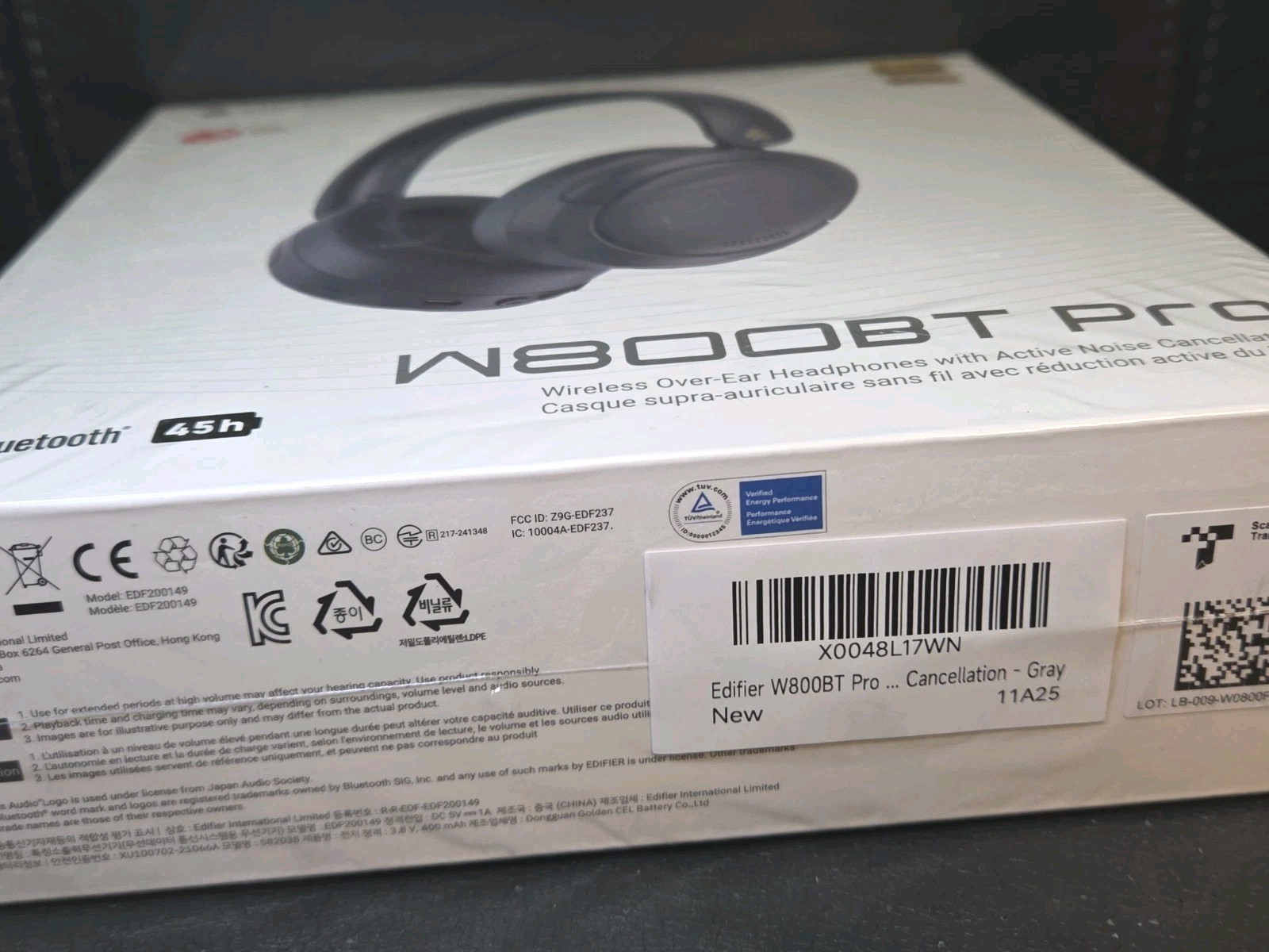Edifier W800BT Pro Wireless Over Ear Headphones Hi-Res Active Noise Cancel NEW