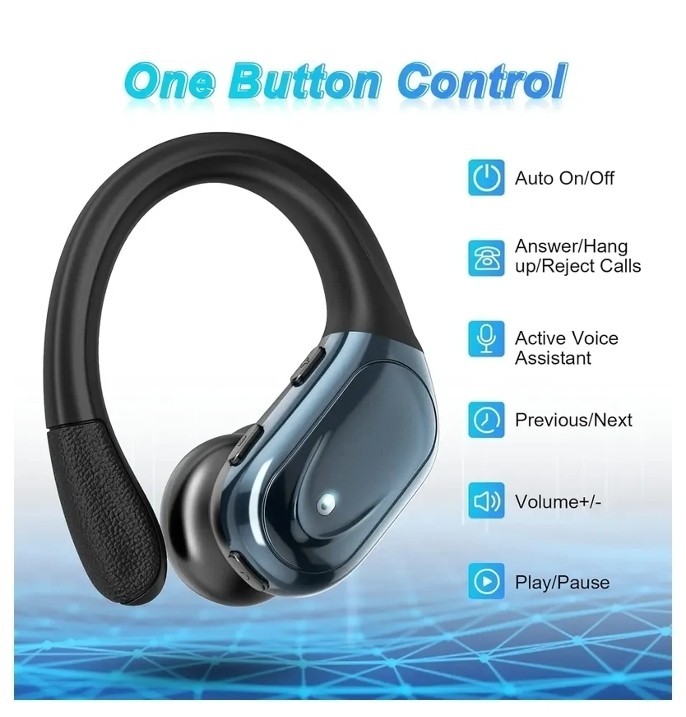 BX17 Wireless Headphones, Bluetooth 5.3 Earphones with Earhook, Mic, Waterproof