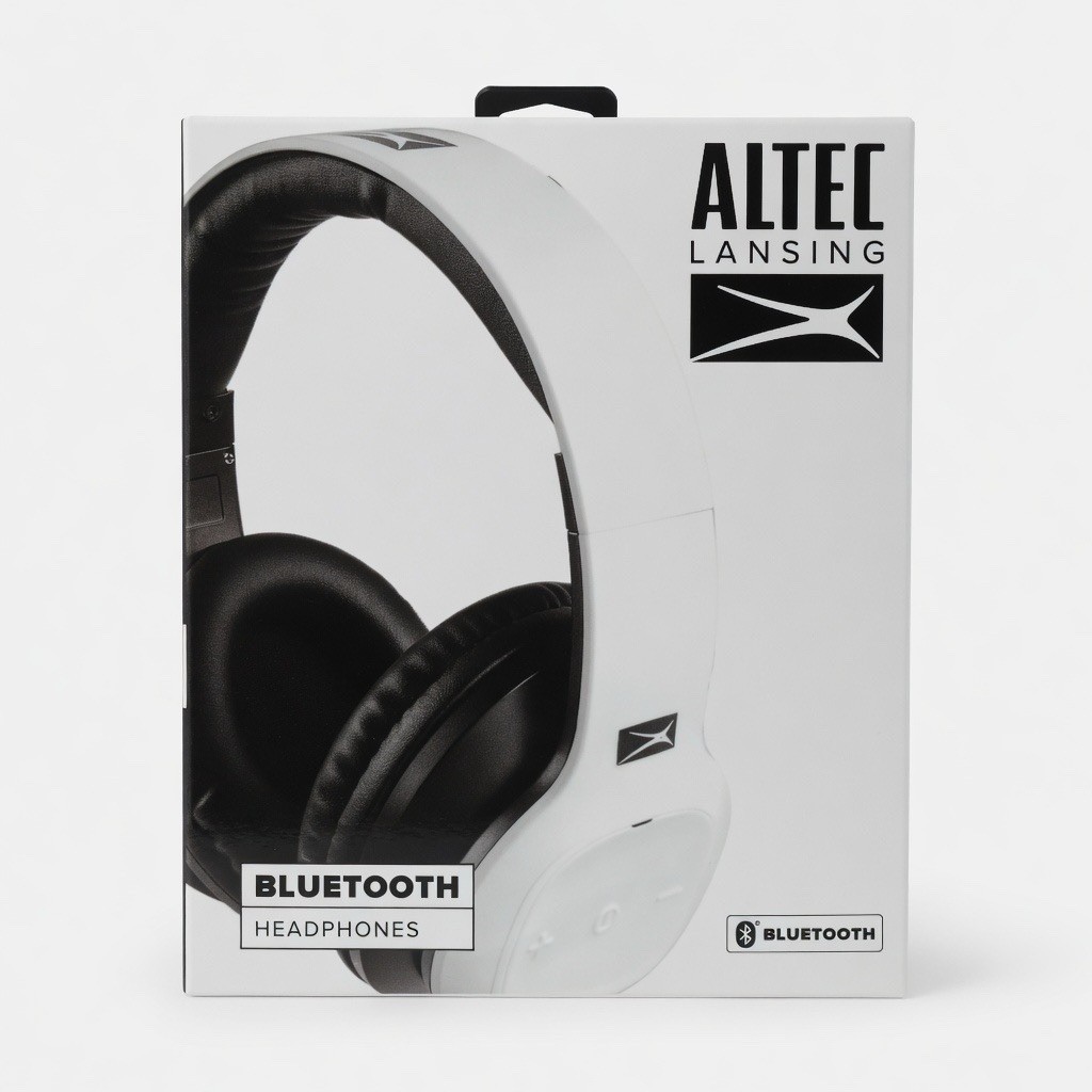Altec Lansing Bluetooth Headphones Over-Ear Wireless Black White Cushion Comfort