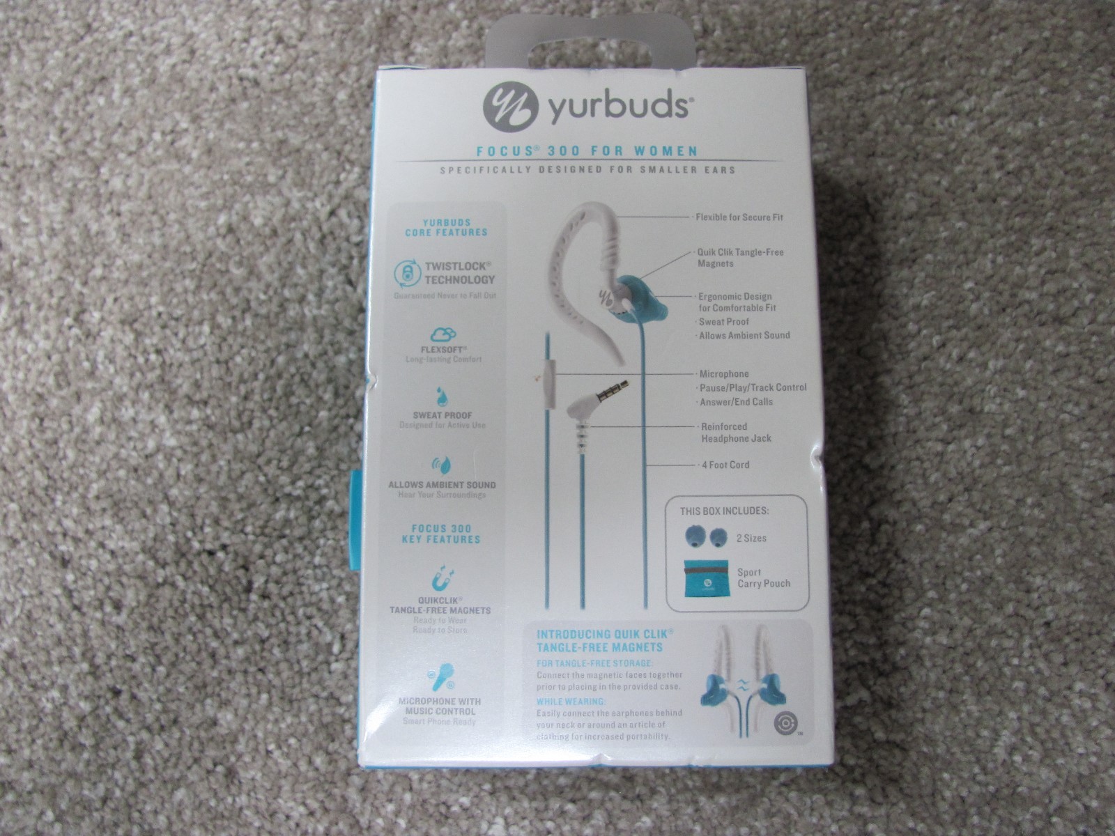 Brand New Yurbuds Focus 300 Sweat Proof Sport Earphones YBWNFOCU03ANWAM (Blue)