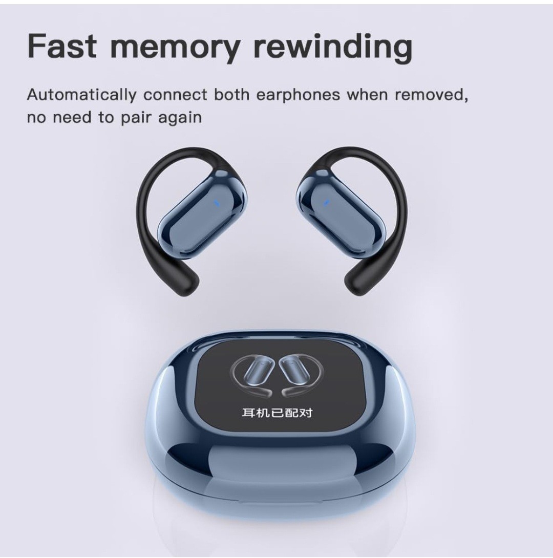 LCD Open-Ear Comfort YYK-Q16 Pro True Wireless Earbuds, Black