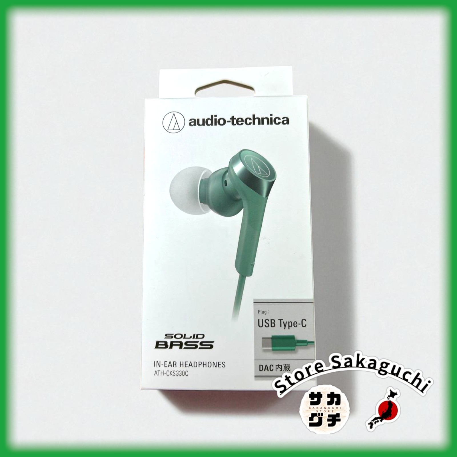 Audio-Technica Wired in-Ear Earphones USB Type-C w/ Microphone ATH-CKS330C Green