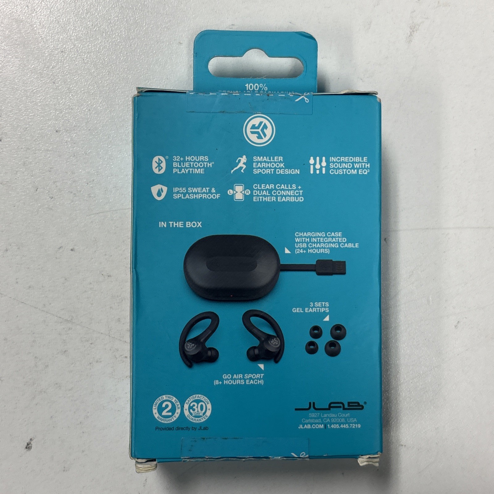 JLab Go Air Sport True Wireless Bluetooth Earbuds with Charging Case – Black