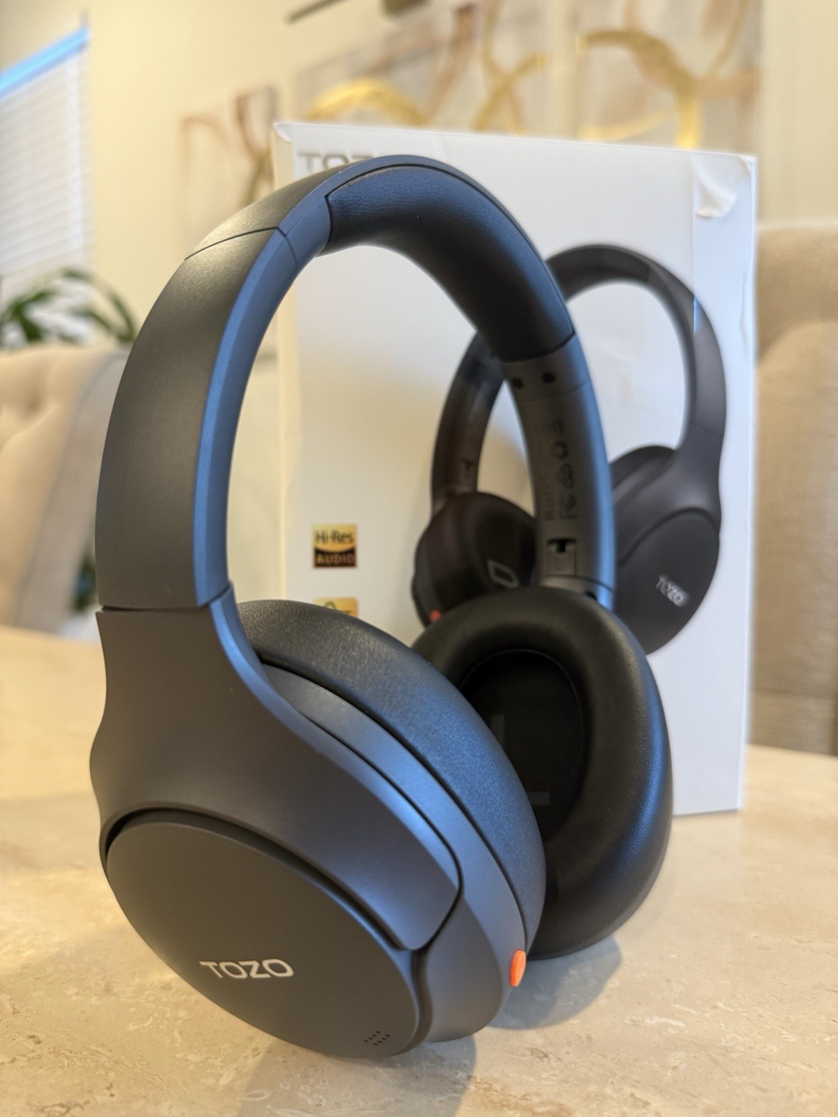 Tozo Ht3 Noise Cancelling Headphones, 90H Battery Life Wireless Bluetooth -BLACK