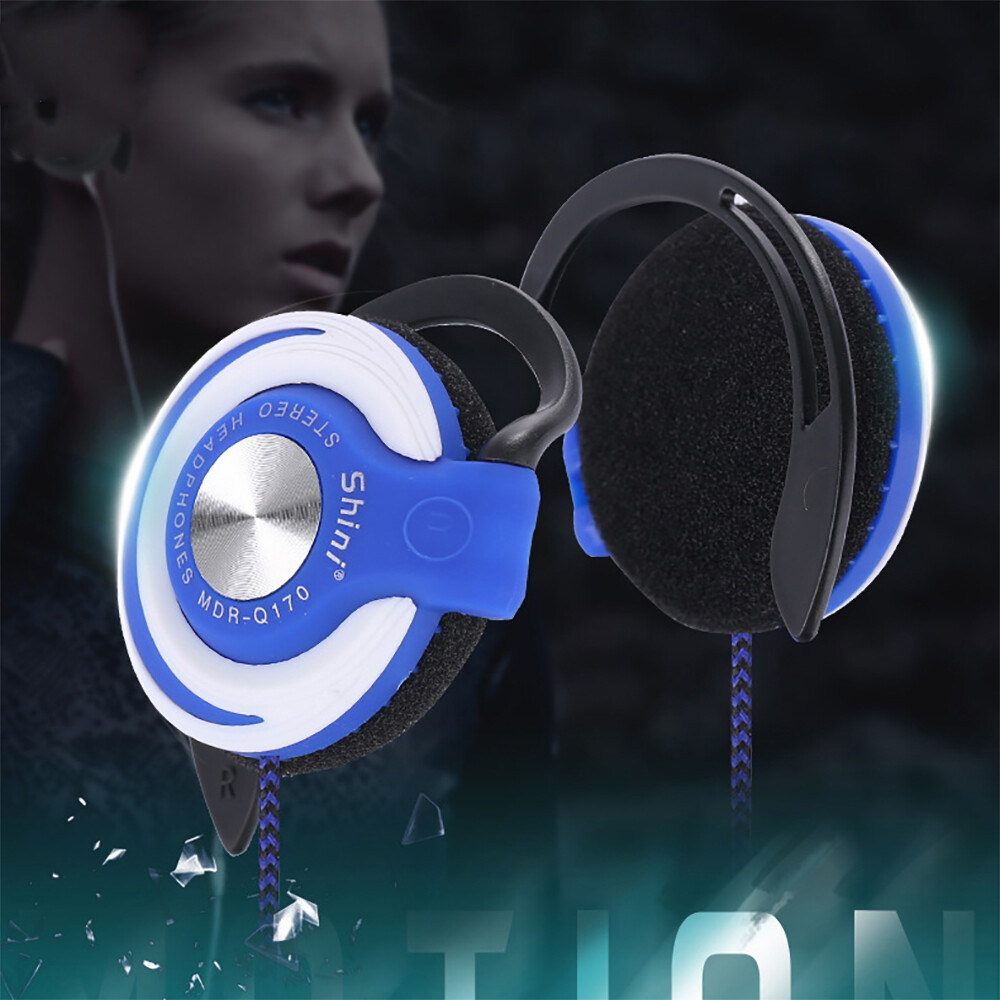 3.5mm Wired Headphones Heavy Bass Headset Over-ear Adjustable Ear Hook Earphones