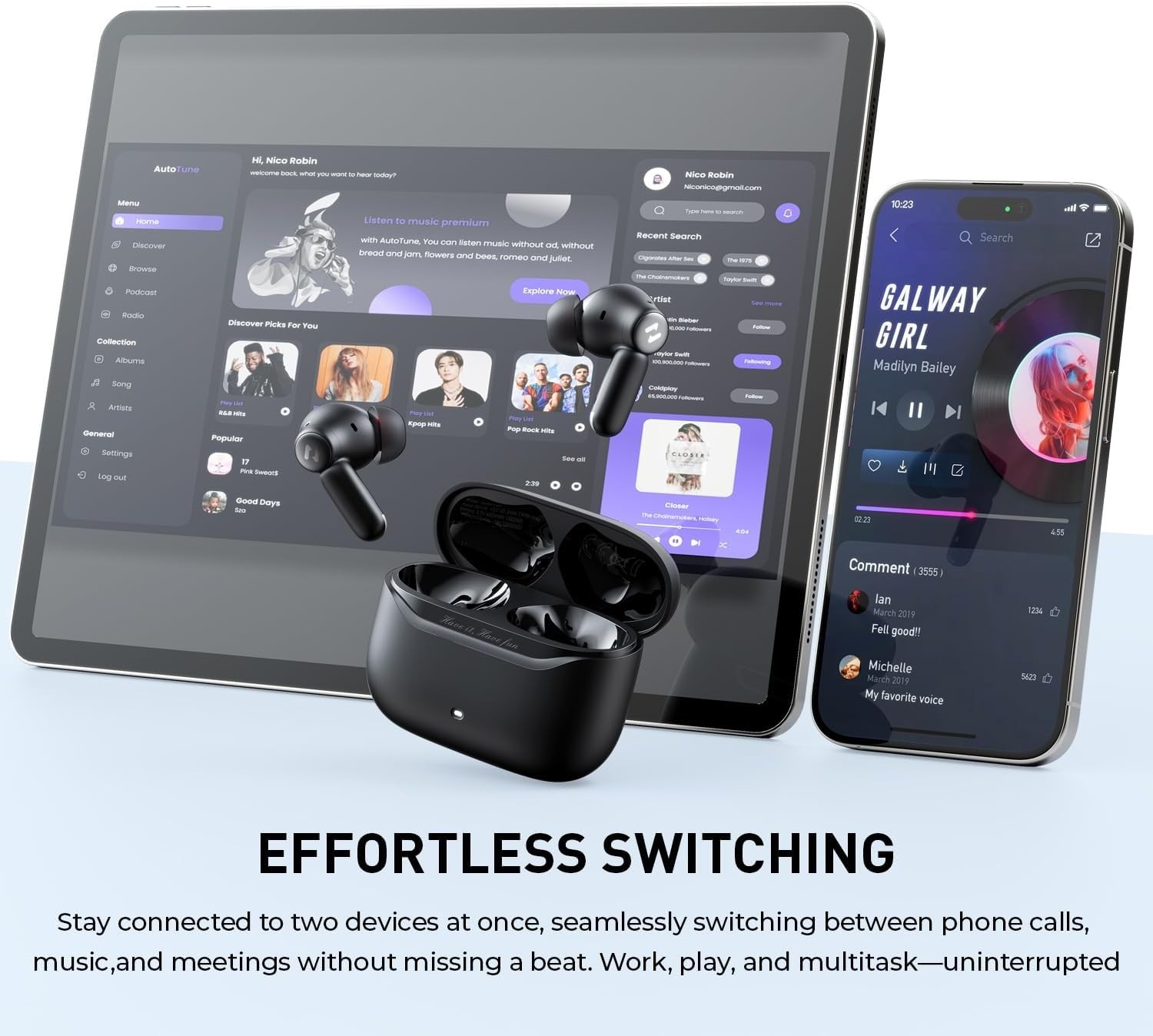 Bluetooth 6.0 Noise Cancelling Earbuds with 30+ Hours Playtime & Spatial Audio