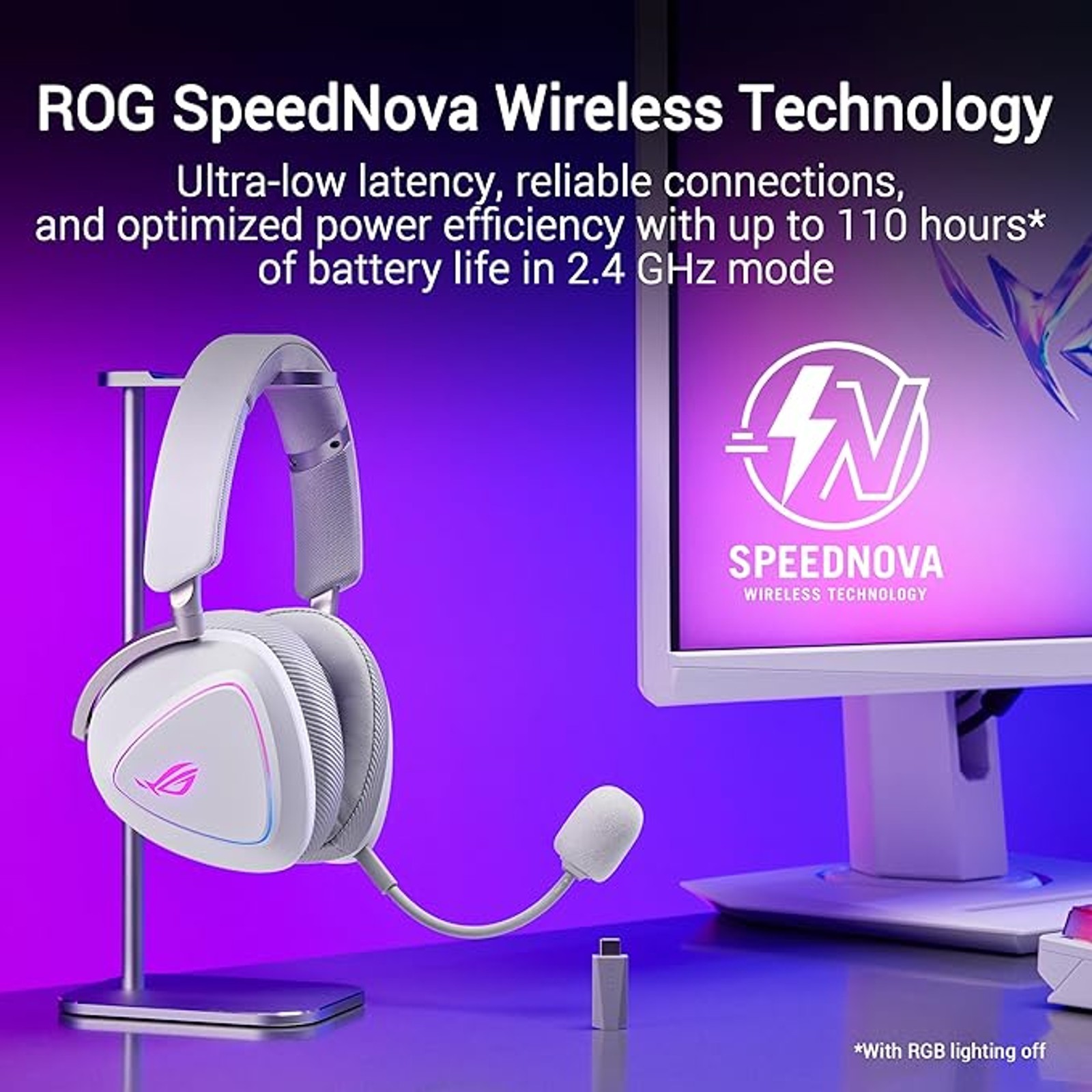 ASUS ROG Delta II Wireless Gaming Headset White 110Hr Battery Tri-Mode PC PS5