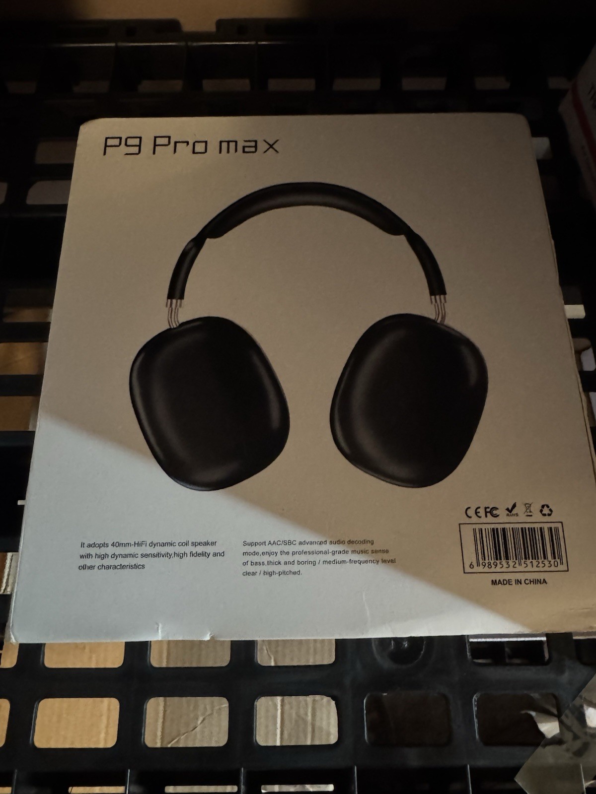 P9 Pro max Bluetooth Wireless Over-Ear Headphones Built-In Mic 40mm Black